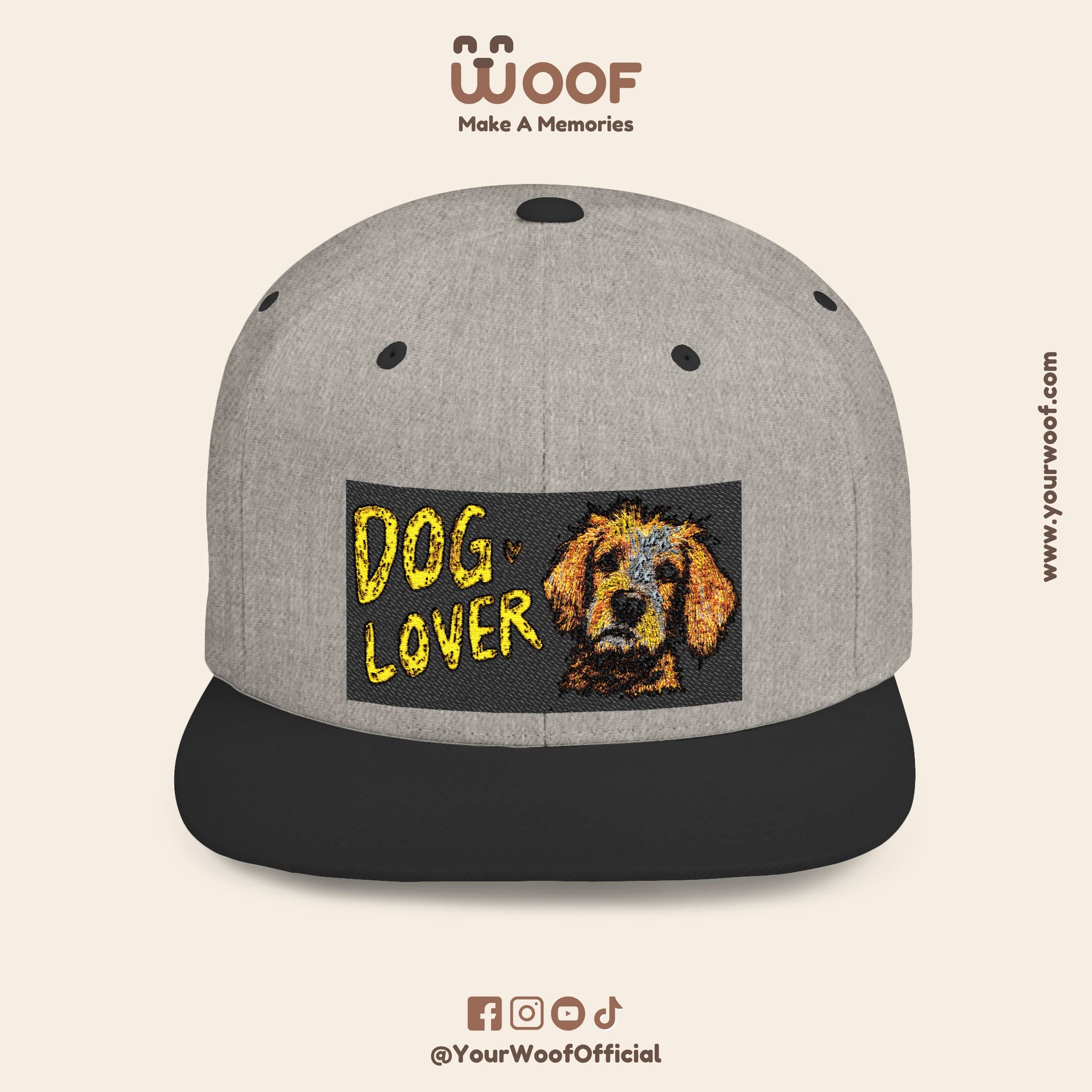 Dog Lover Flat Bill Snapback Hat, Casual Cap for Pet Owners, Dog Gift, Adjustable Hat, Fashion Accessory for Animal Lovers