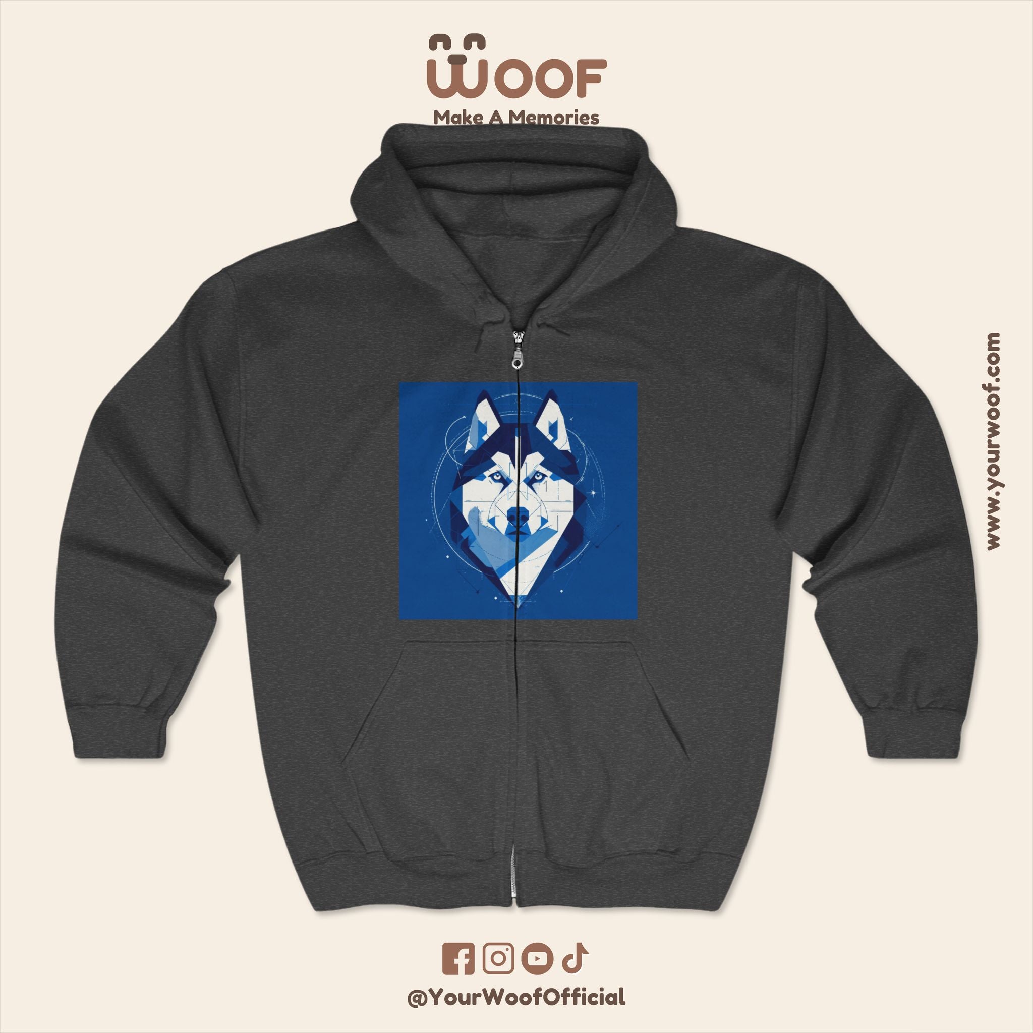 Wolf Design Full Zip Hoodie - Cozy & Stylish Outerwear