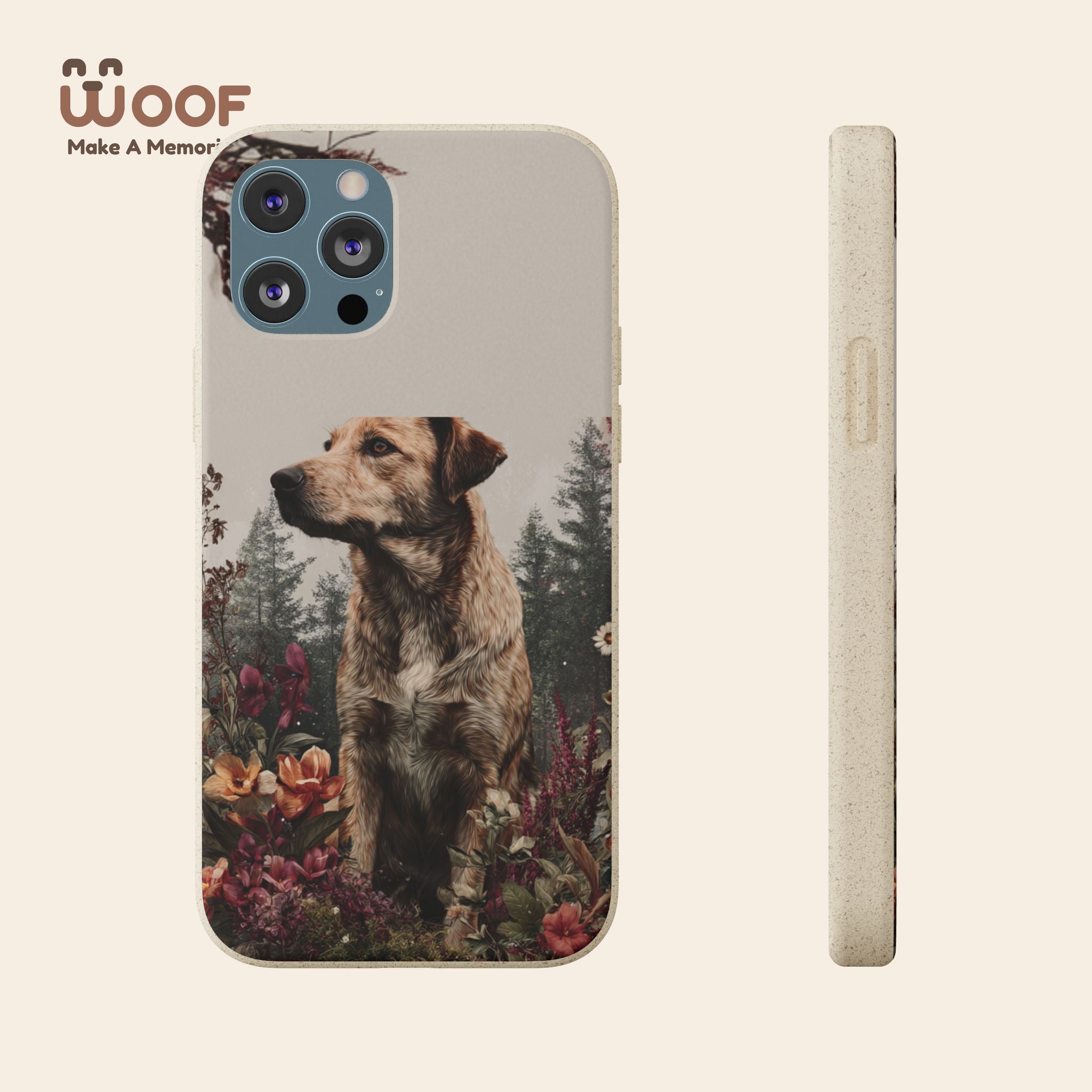 Eco-Friendly Dog Lover Biodegradable Phone Case - Floral Design