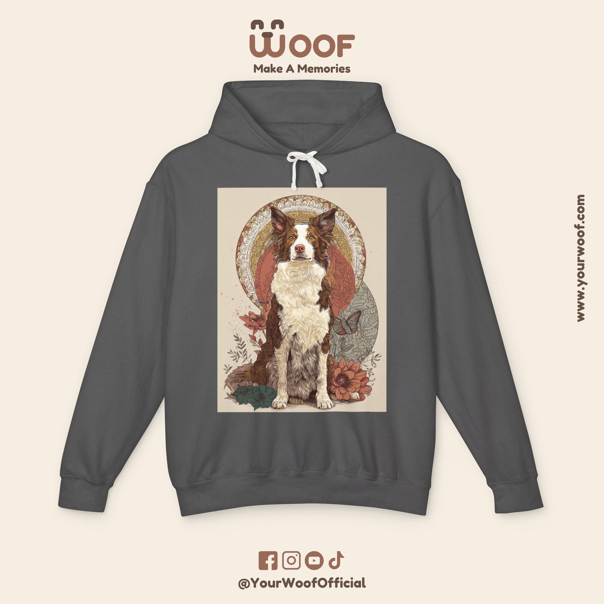 Vintage Dog Art Unisex Lightweight Hooded Sweatshirt - Pet Lover Gift, Nature-Inspired Apparel, Cozy Spring Layer, Dog-Themed Fashion