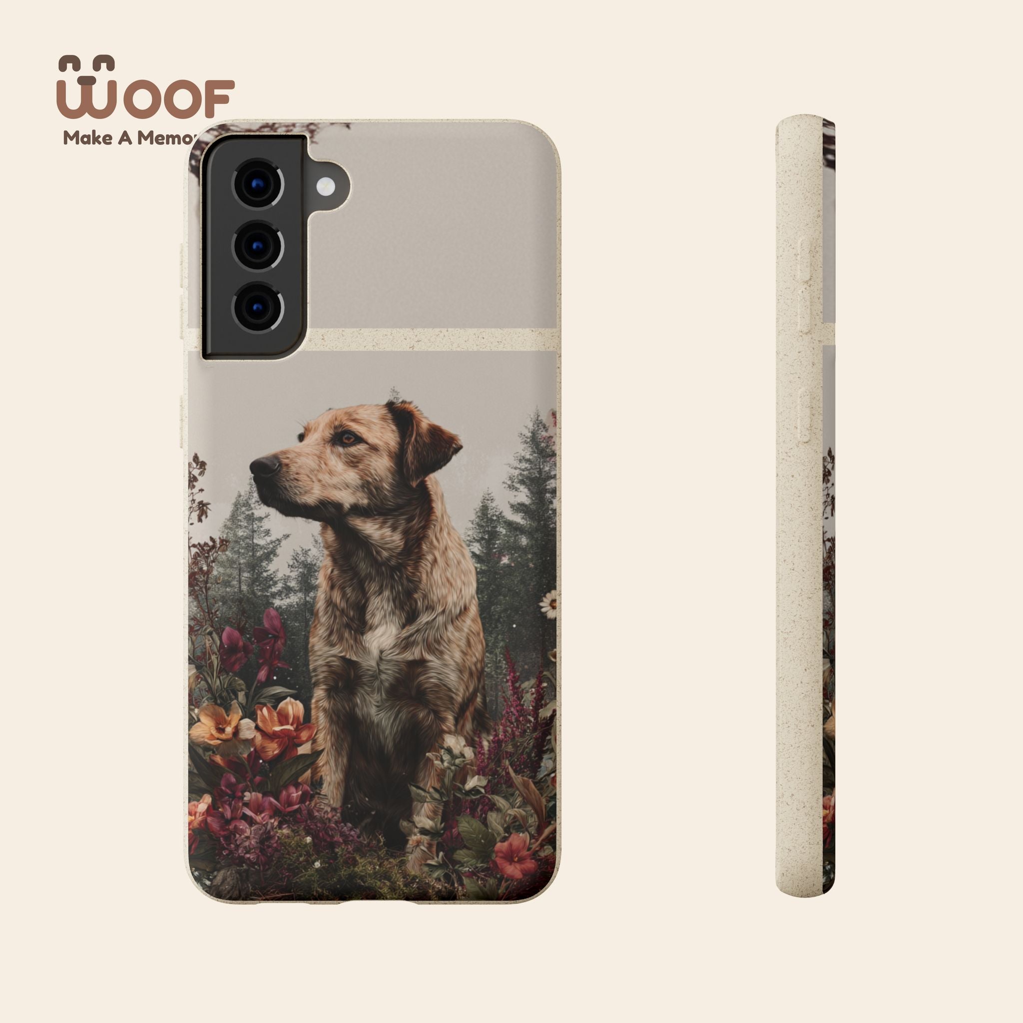 Eco-Friendly Dog Lover Biodegradable Phone Case - Floral Design
