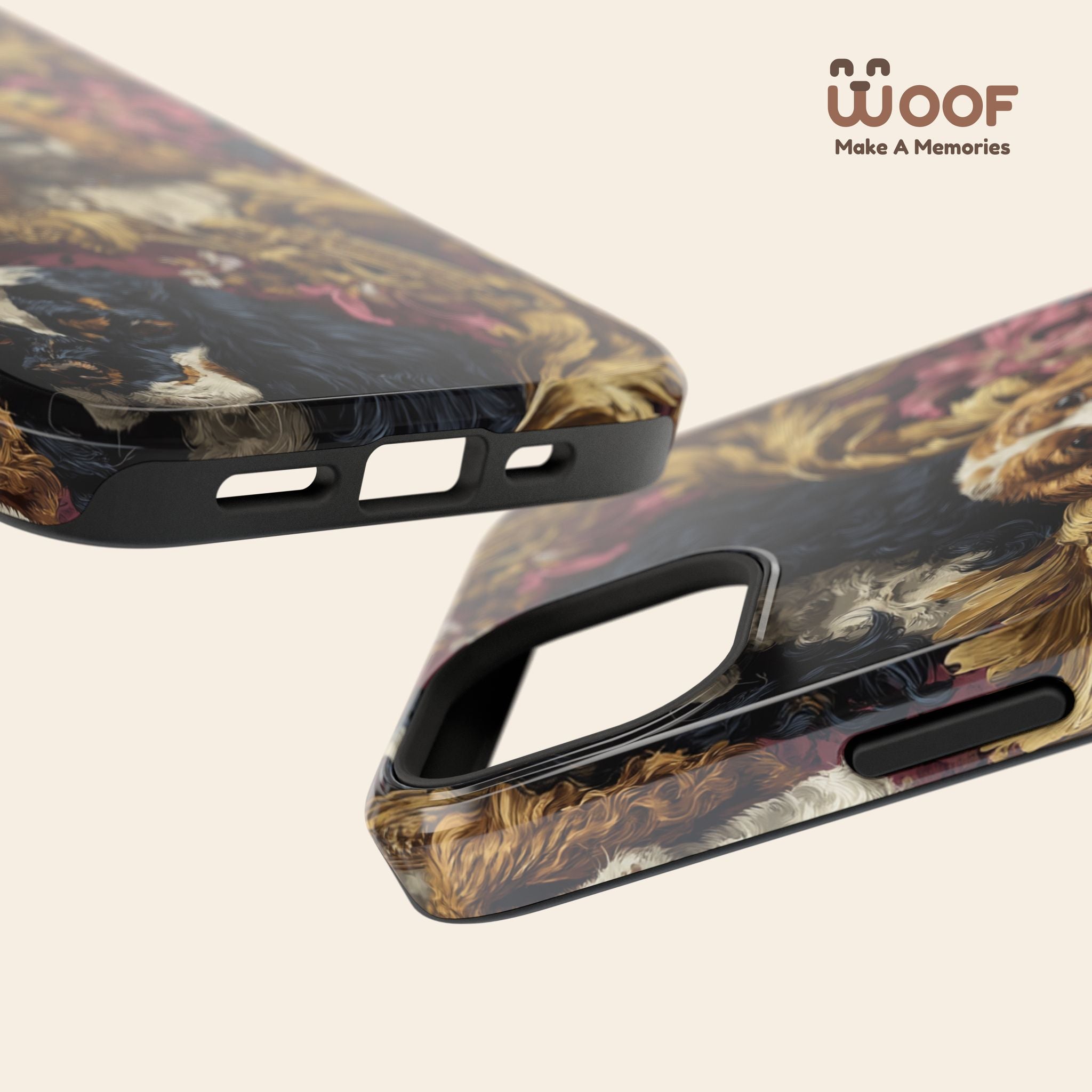 Elegant Pet Portrait Phone Case – Floral Design, Dog Lover Gift, Durable Phone Cover, Unique Art Case, Stylish Accessory