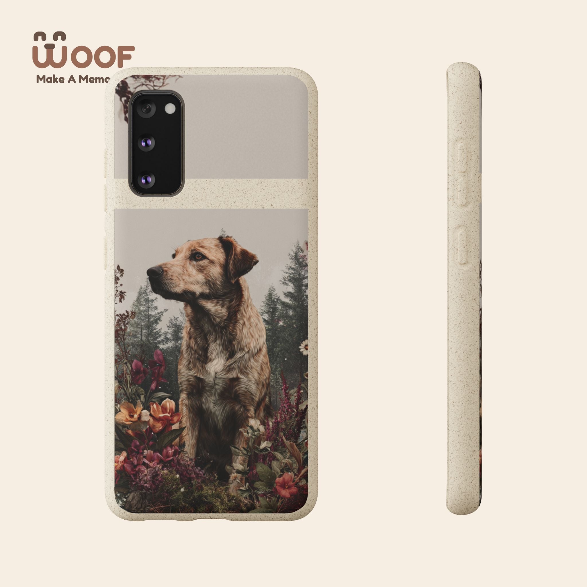 Eco-Friendly Dog Lover Biodegradable Phone Case - Floral Design