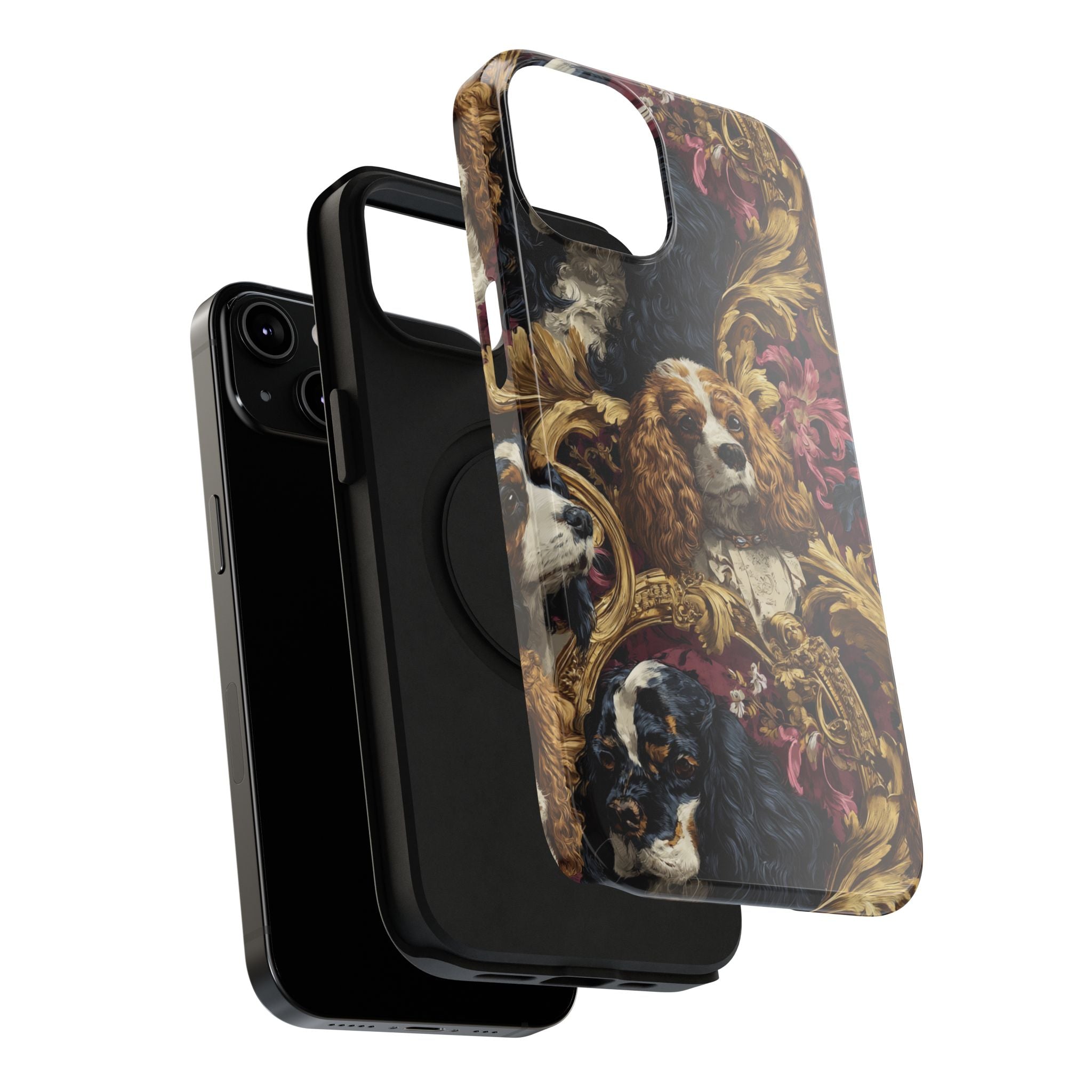 Elegant Pet Portrait Phone Case – Floral Design, Dog Lover Gift, Durable Phone Cover, Unique Art Case, Stylish Accessory