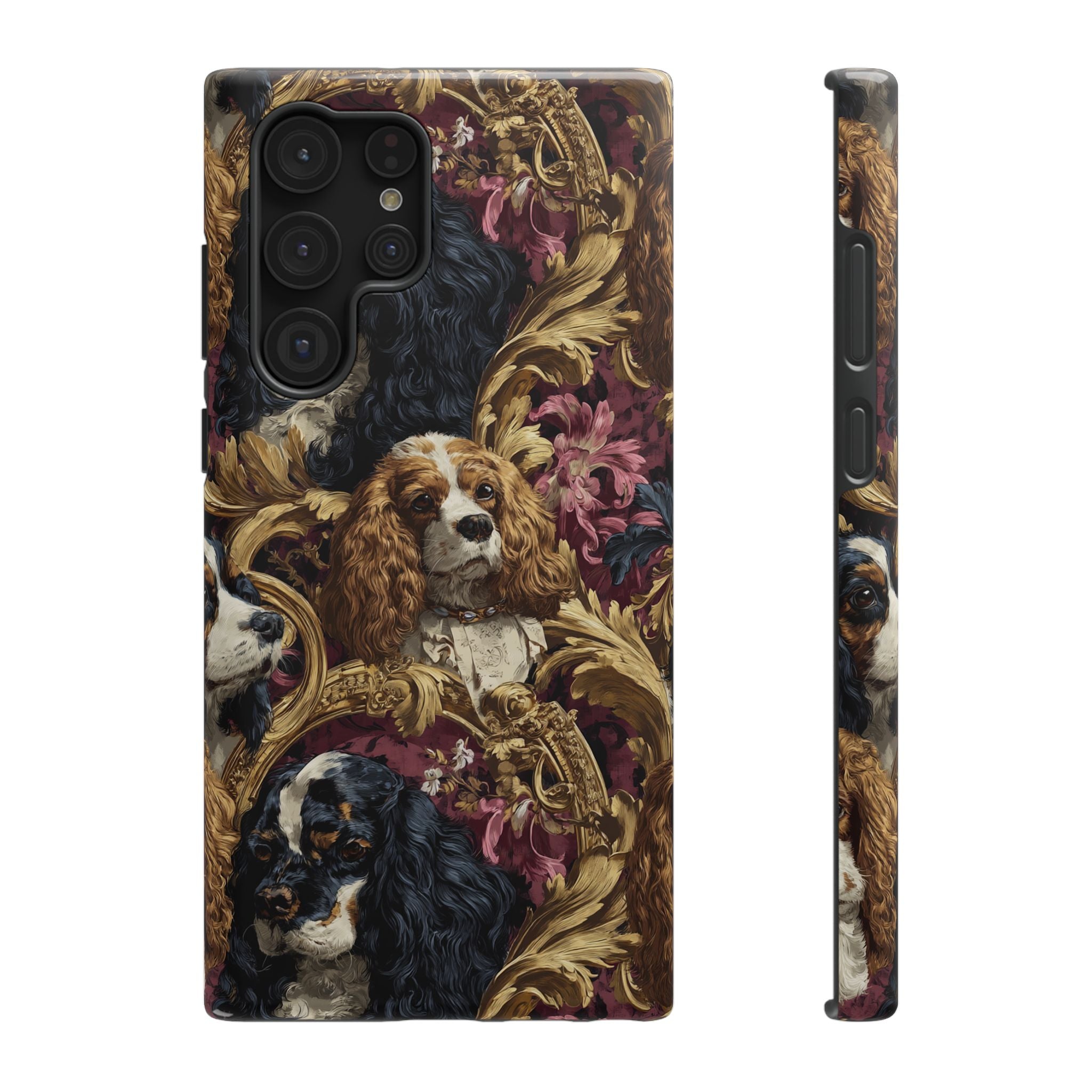 Elegant Pet Portrait Phone Case – Floral Design, Dog Lover Gift, Durable Phone Cover, Unique Art Case, Stylish Accessory