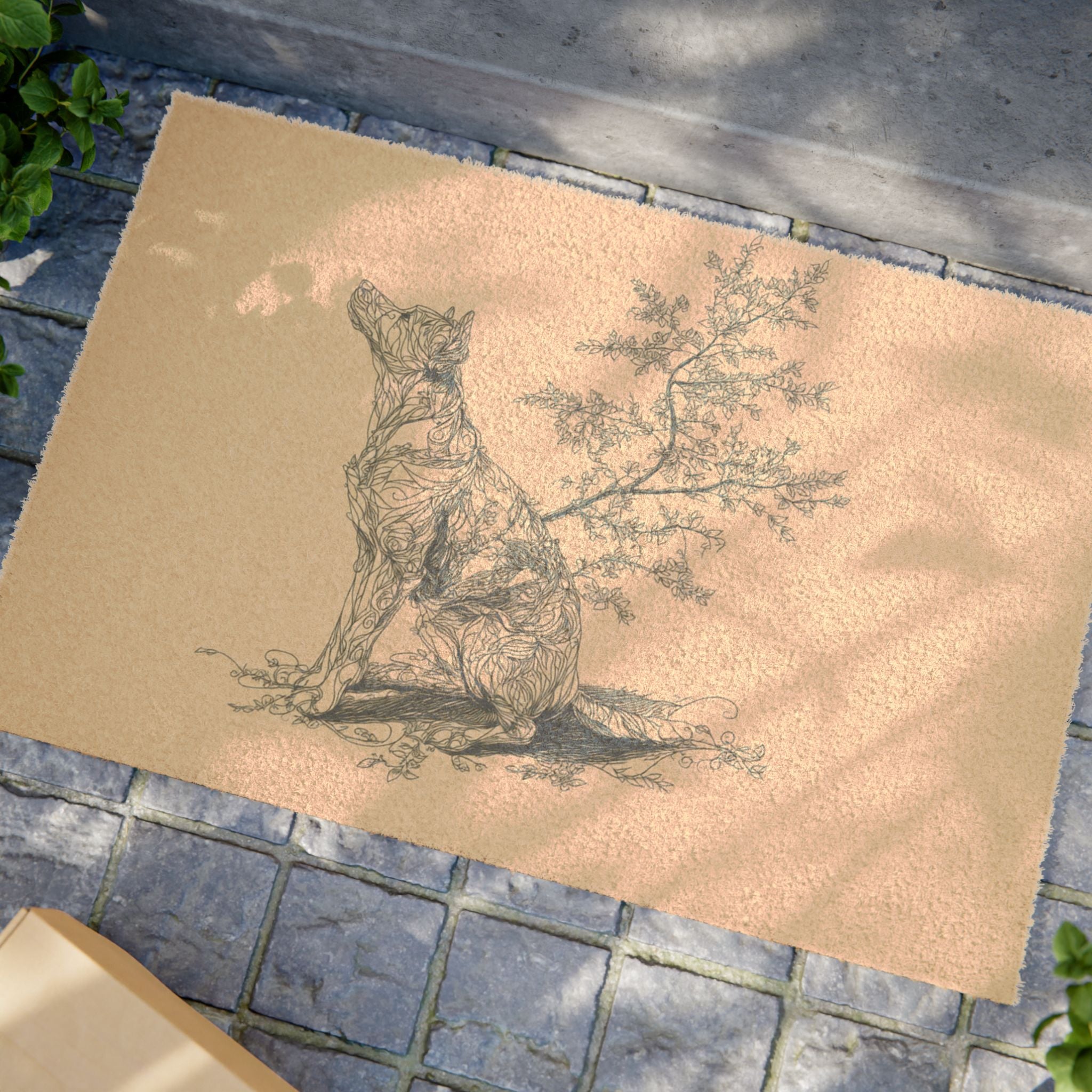 Artistic Dog Doormat with 'Woof' Design - Perfect for Pet Lovers