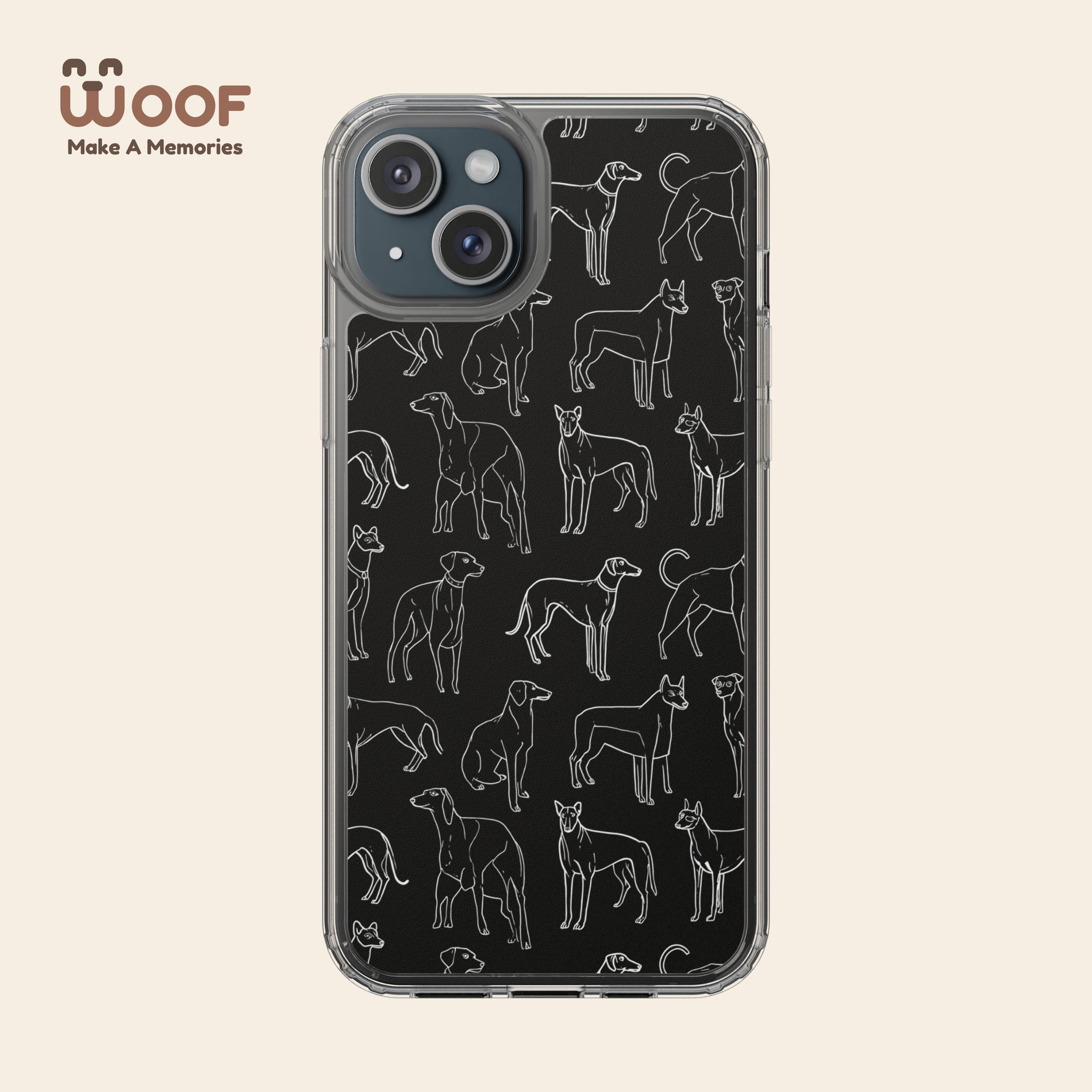Stylish Dog Print Clear Phone Case, Pet Lover Gift, Customizable Clear Cases, Dog Owner Accessories, Cute Phone Covers