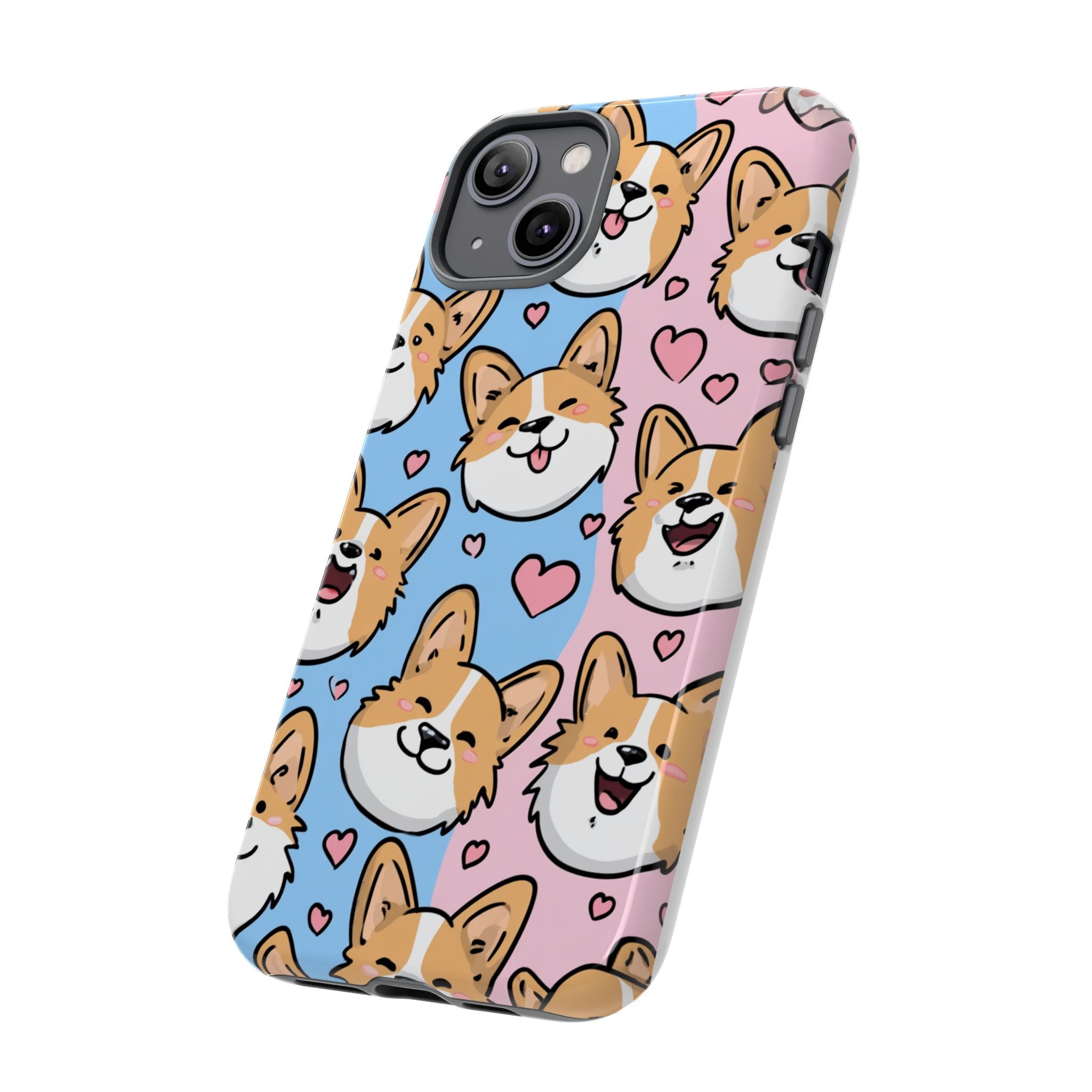 Cute Corgi Phone Case – Fun & Playful Protection with Love Hearts