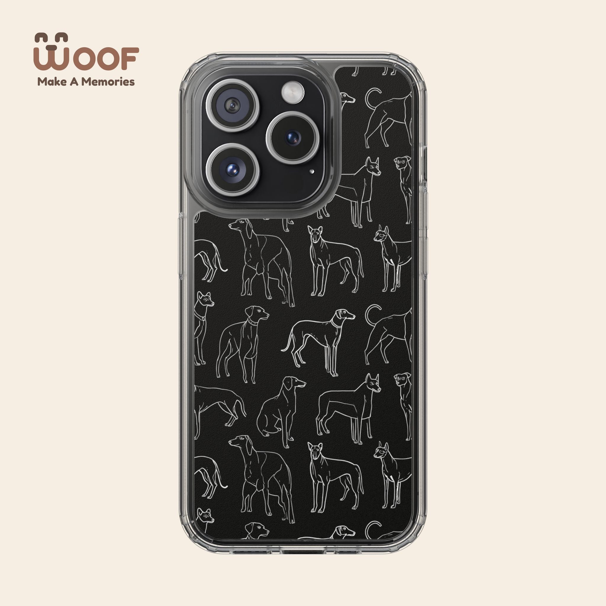 Stylish Dog Print Clear Phone Case, Pet Lover Gift, Customizable Clear Cases, Dog Owner Accessories, Cute Phone Covers