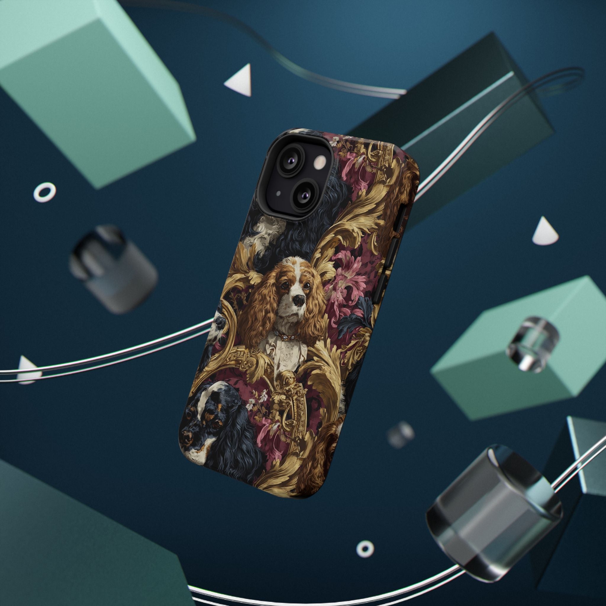 Elegant Pet Portrait Phone Case – Floral Design, Dog Lover Gift, Durable Phone Cover, Unique Art Case, Stylish Accessory