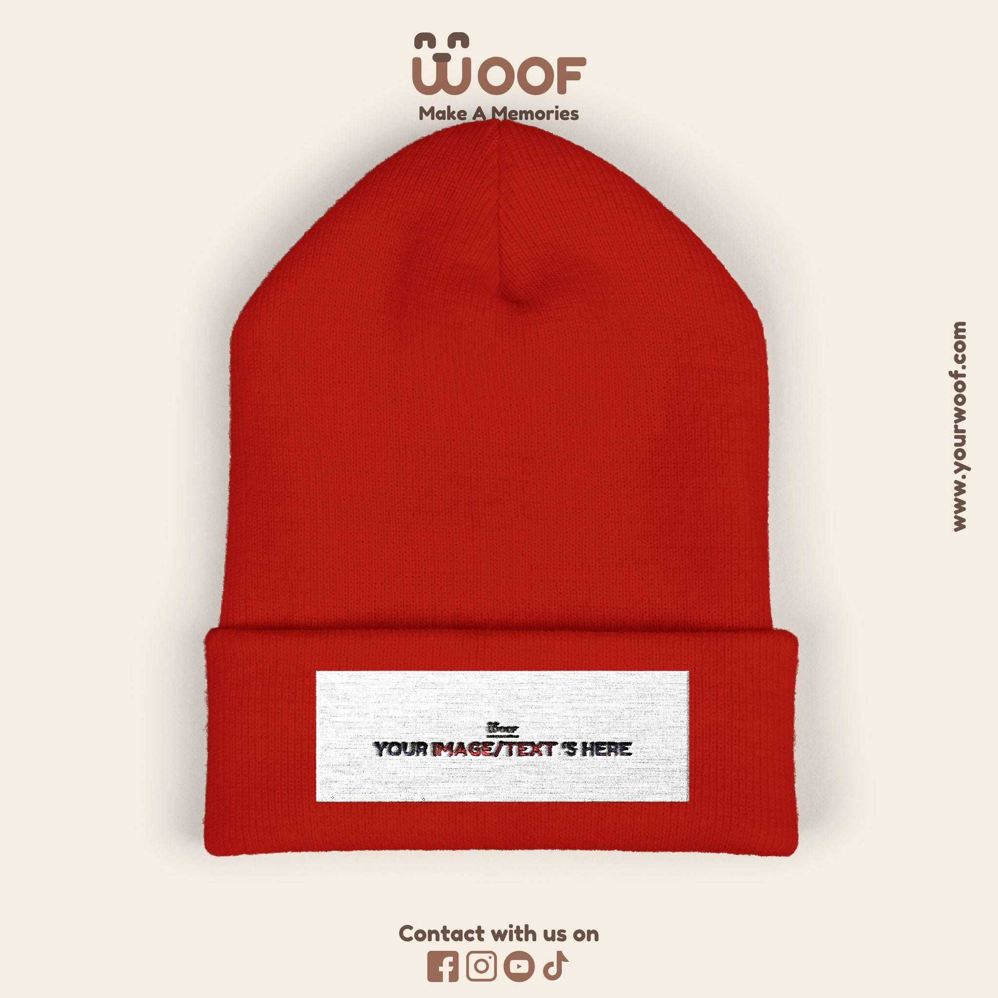 Classic Cuffed Beanie with 'Woof' Embroidery - Perfect for Dog Lovers, Winter Wear, Gift for Pet Owners, Cozy Accessory, Everyday Style