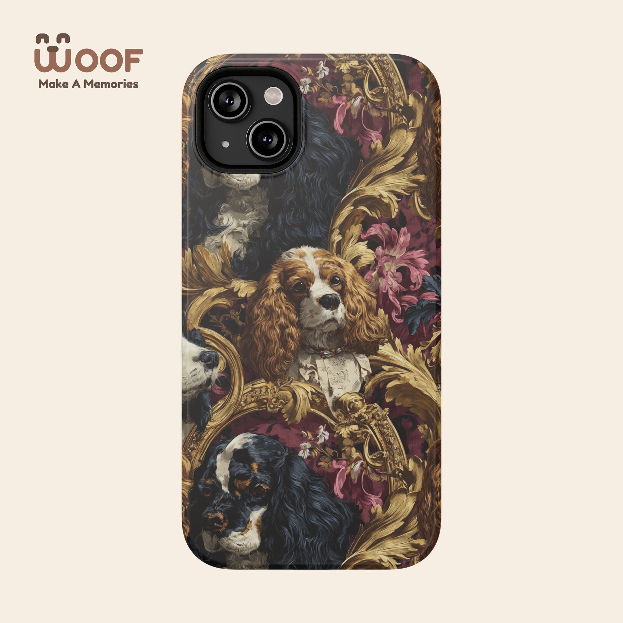 Elegant Pet Portrait Phone Case – Floral Design, Dog Lover Gift, Durable Phone Cover, Unique Art Case, Stylish Accessory