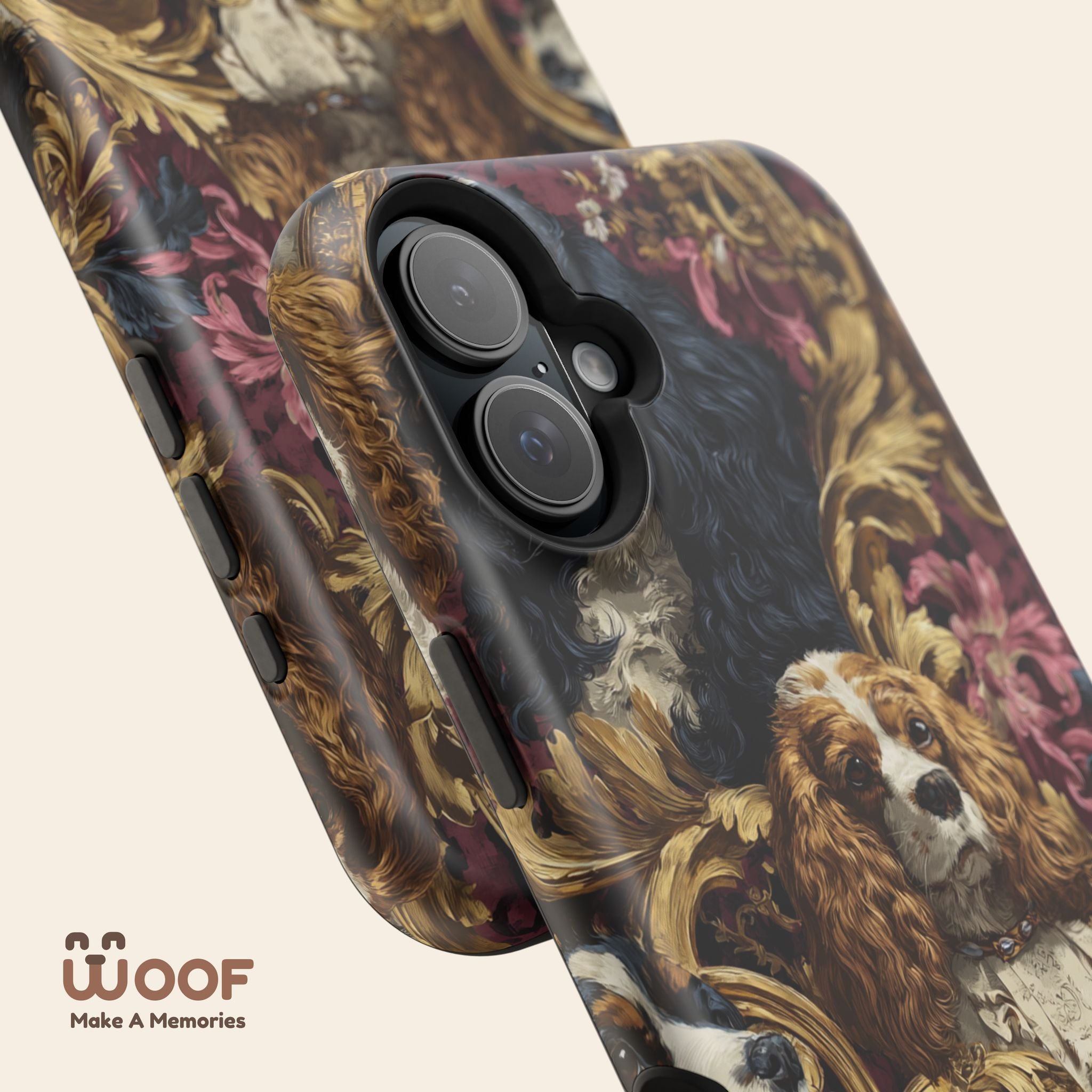 Elegant Pet Portrait Phone Case – Floral Design, Dog Lover Gift, Durable Phone Cover, Unique Art Case, Stylish Accessory