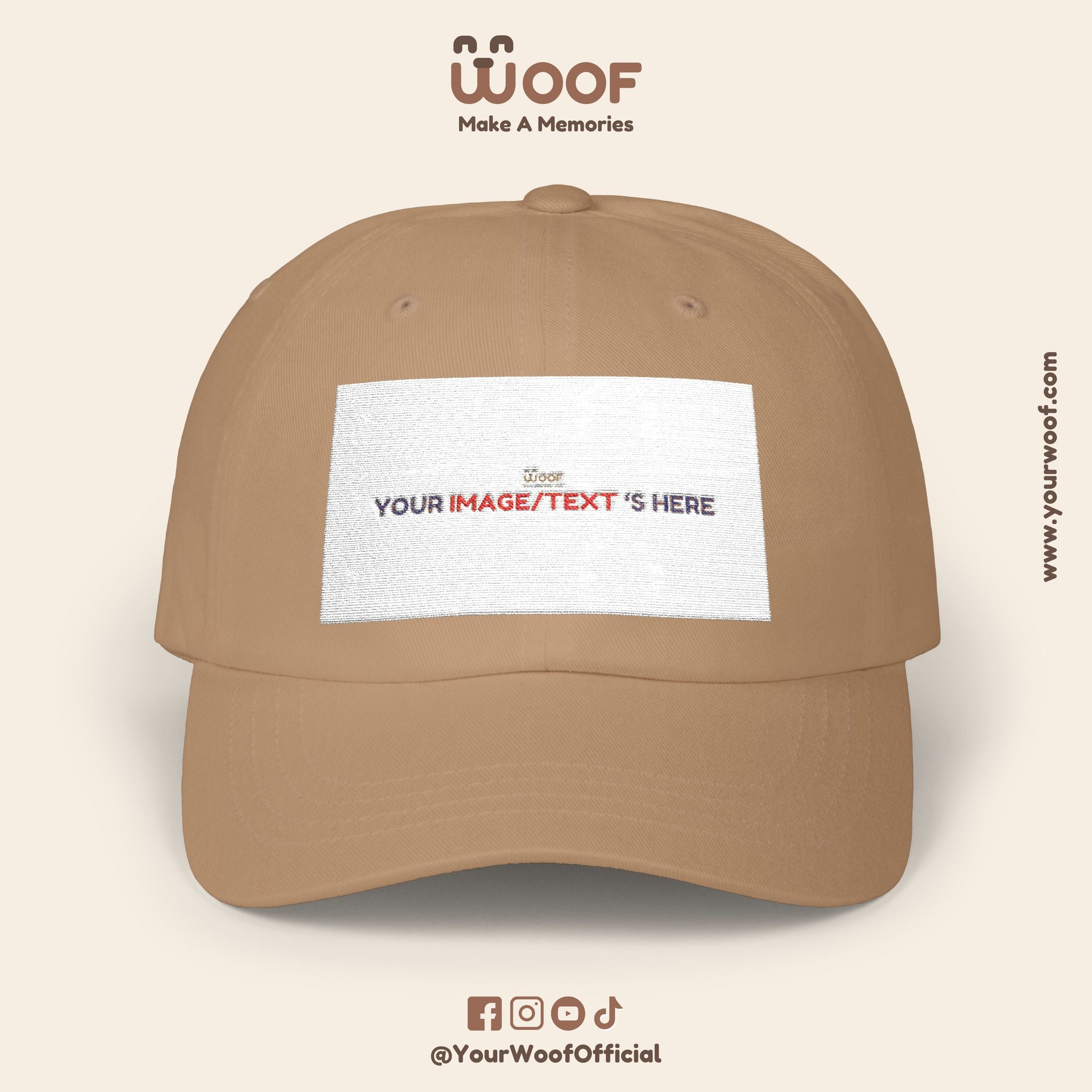 Classic Dad Cap with Woof Design, Adjustable Cap for Dog Lovers, Gift for Pet Owners, Casual Style Hat, Everyday Wear
