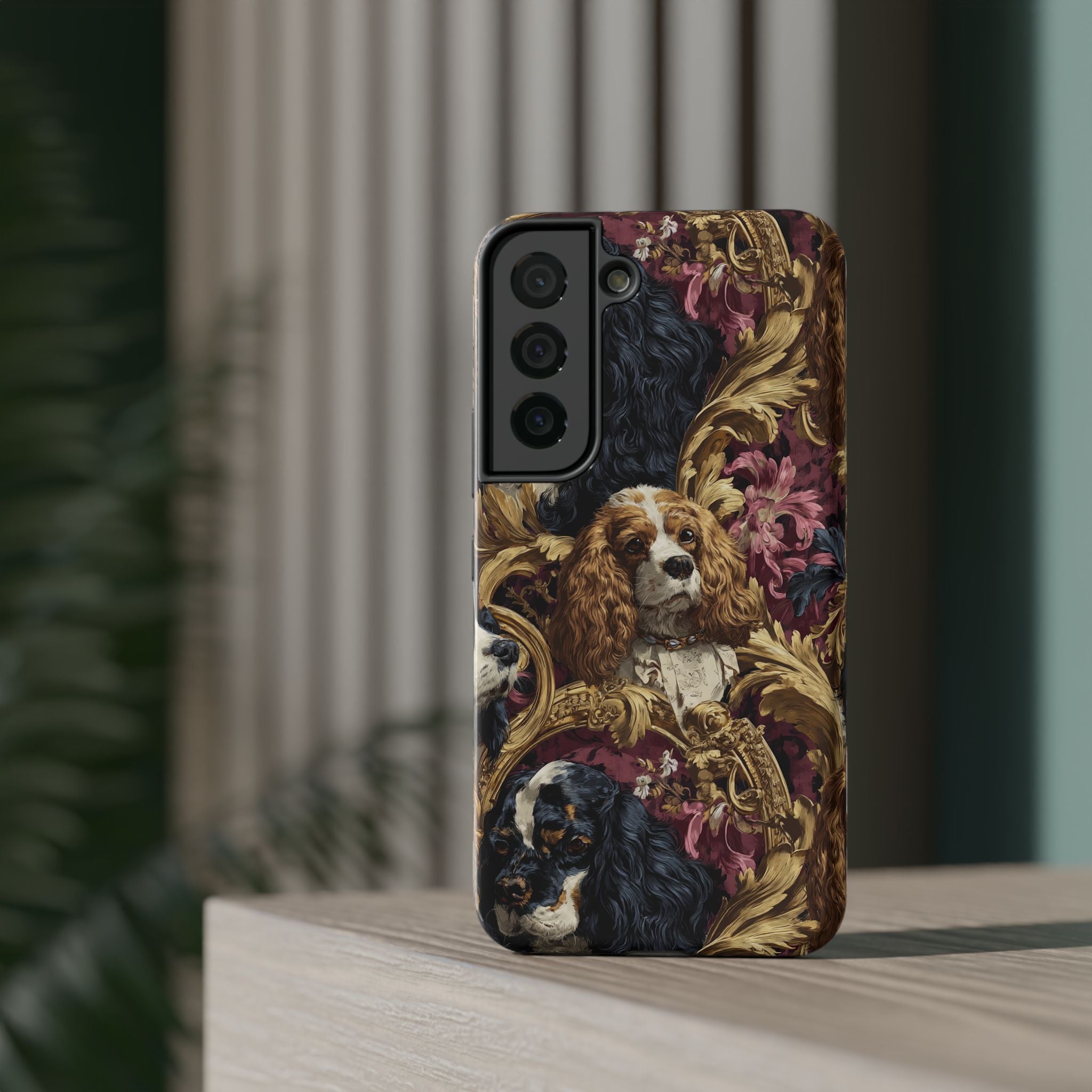 Elegant Pet Portrait Phone Case – Floral Design, Dog Lover Gift, Durable Phone Cover, Unique Art Case, Stylish Accessory