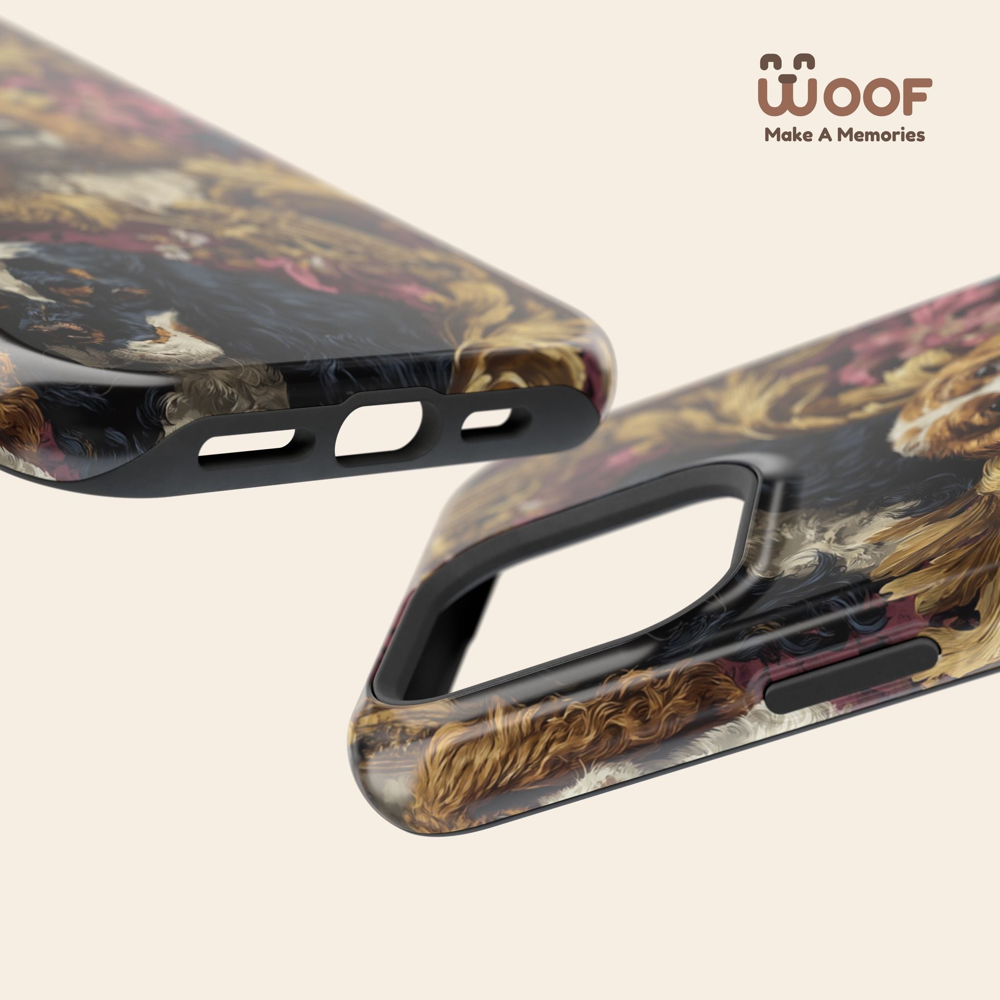 Elegant Pet Portrait Phone Case – Floral Design, Dog Lover Gift, Durable Phone Cover, Unique Art Case, Stylish Accessory
