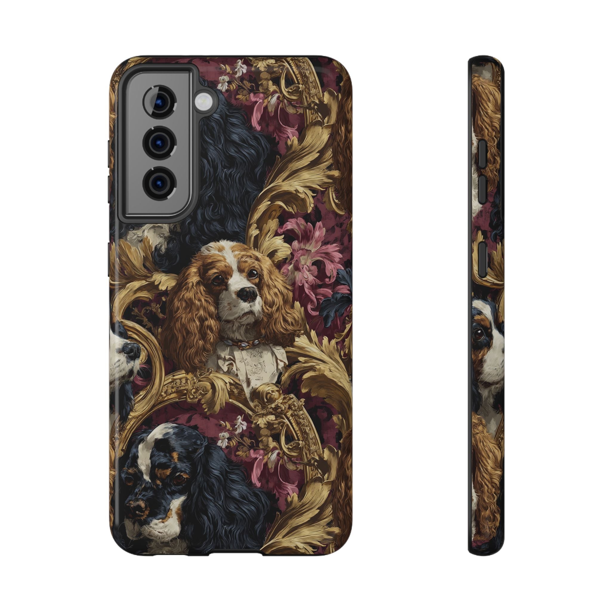 Elegant Pet Portrait Phone Case – Floral Design, Dog Lover Gift, Durable Phone Cover, Unique Art Case, Stylish Accessory