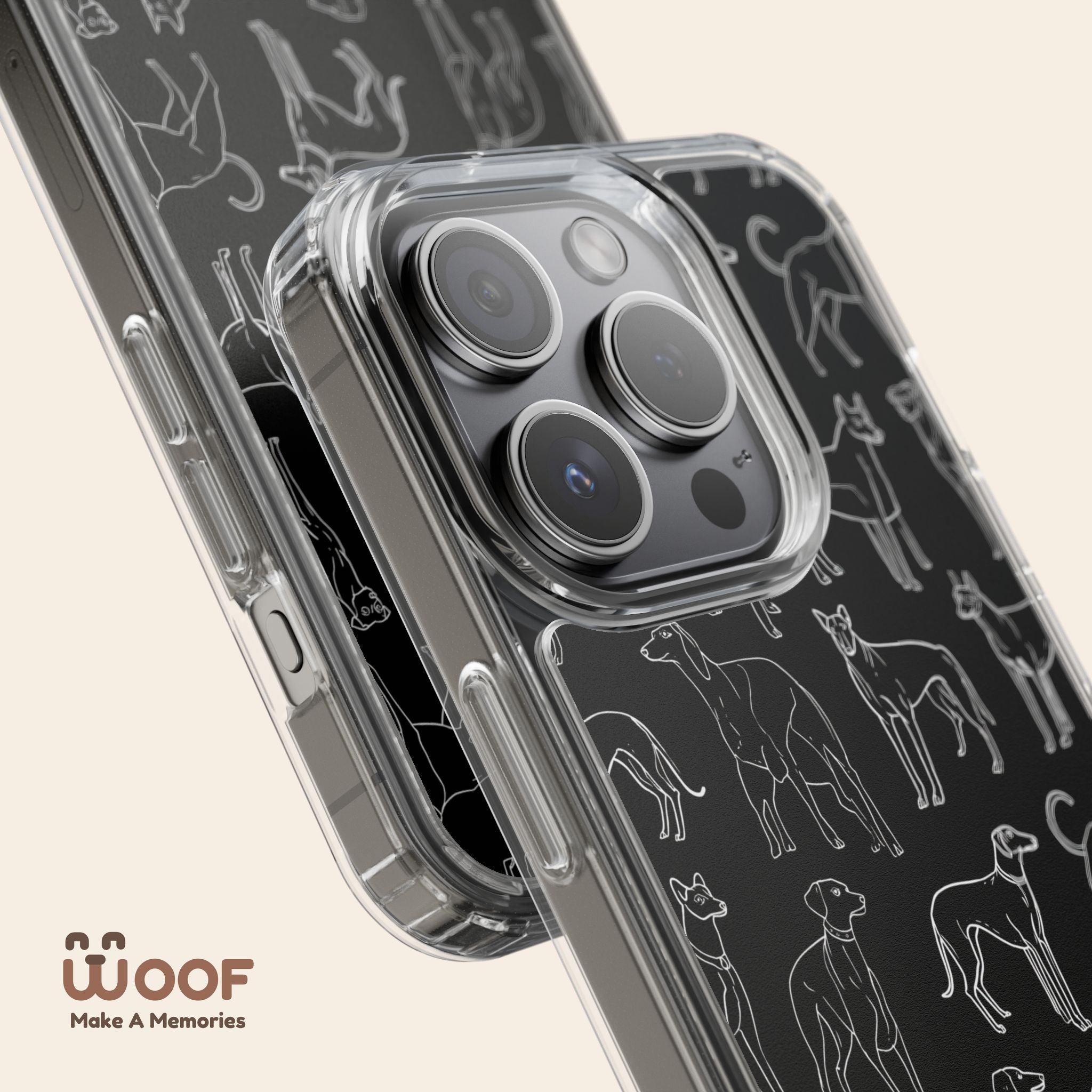 Stylish Dog Print Clear Phone Case, Pet Lover Gift, Customizable Clear Cases, Dog Owner Accessories, Cute Phone Covers