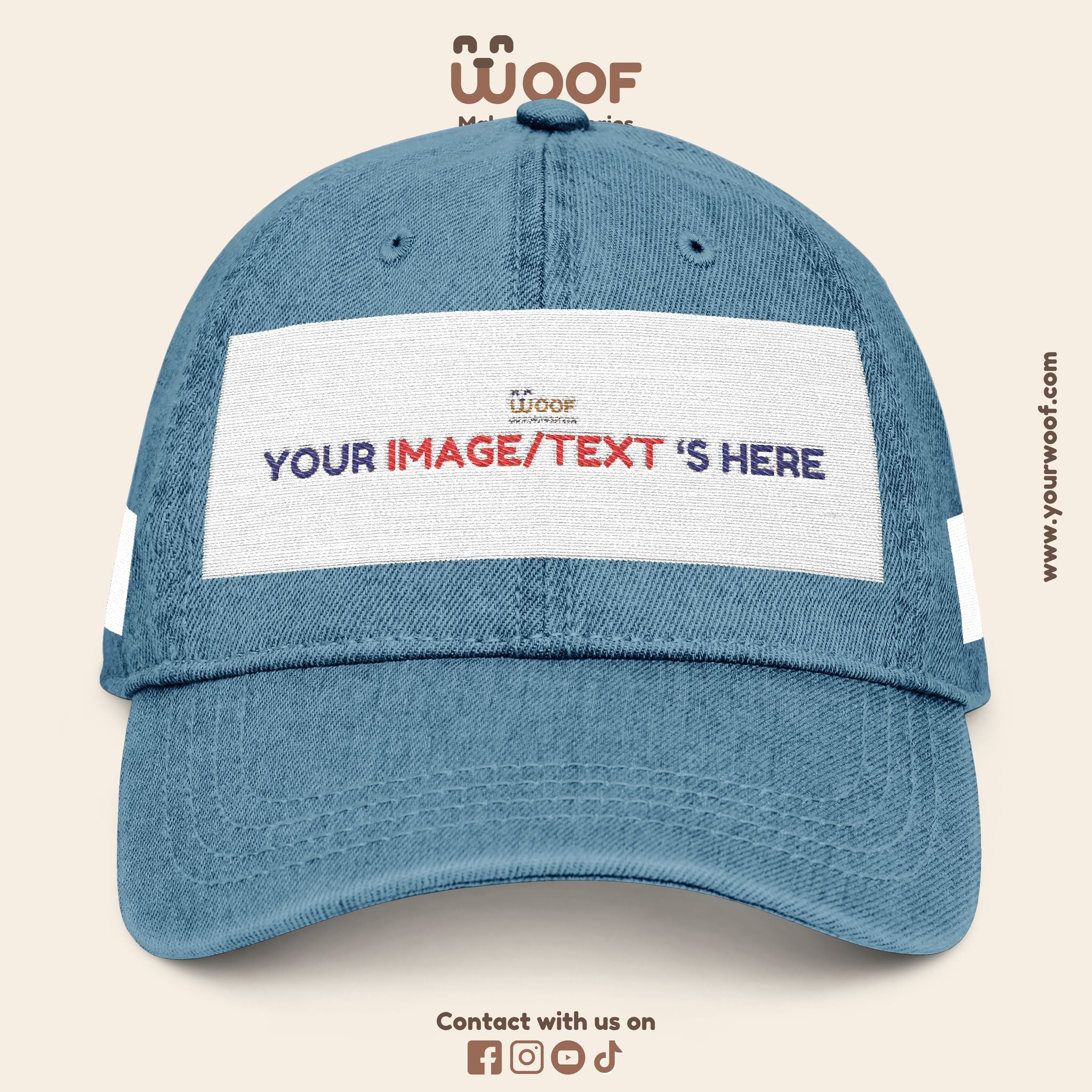 Custom Embroidered Denim Hat, Gift for Dog Lovers, Casual Style Cap, Perfect for Birthdays, Outdoor Adventures, Woof Theme