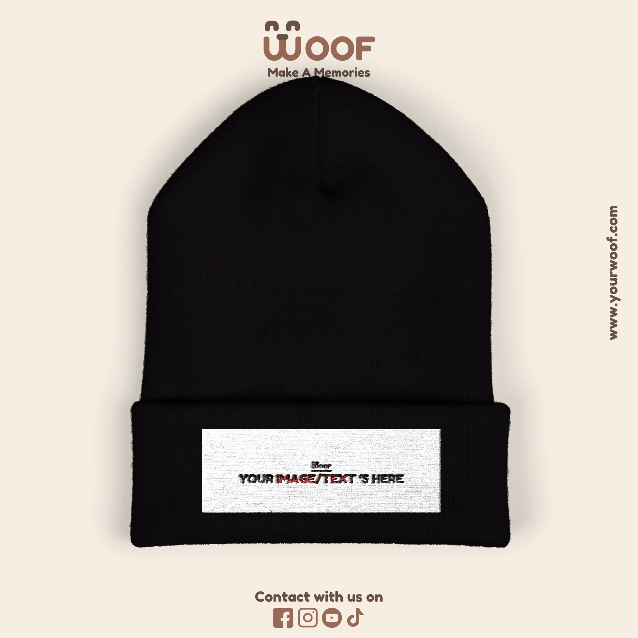 Classic Cuffed Beanie with 'Woof' Embroidery - Perfect for Dog Lovers, Winter Wear, Gift for Pet Owners, Cozy Accessory, Everyday Style