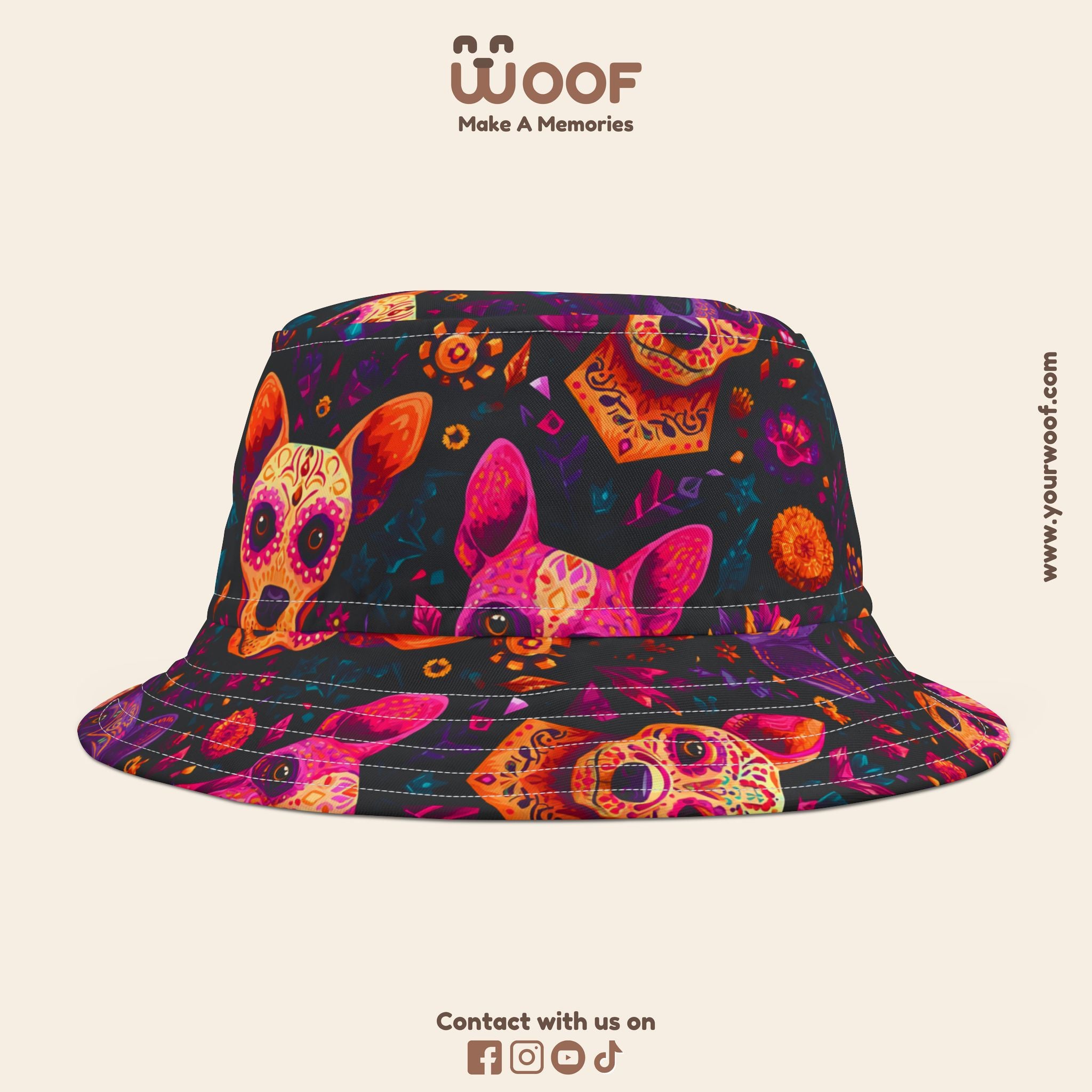 Dog Lover's Bucket Hat, AOP Pet Print Hat, Canine Fashion Accessory, Gift for Dog Owners, Summer Pet Accessories, Fun Dog Hat