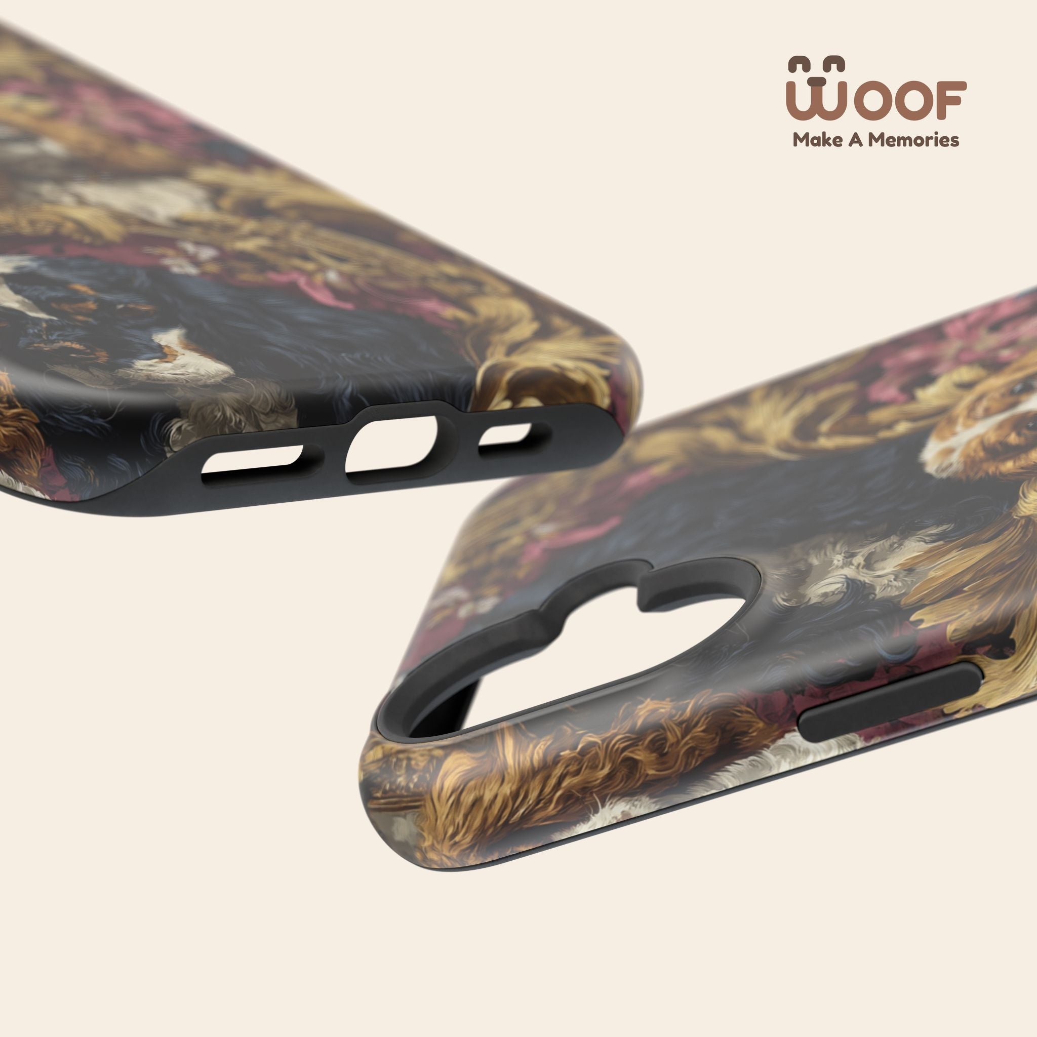 Elegant Pet Portrait Phone Case – Floral Design, Dog Lover Gift, Durable Phone Cover, Unique Art Case, Stylish Accessory