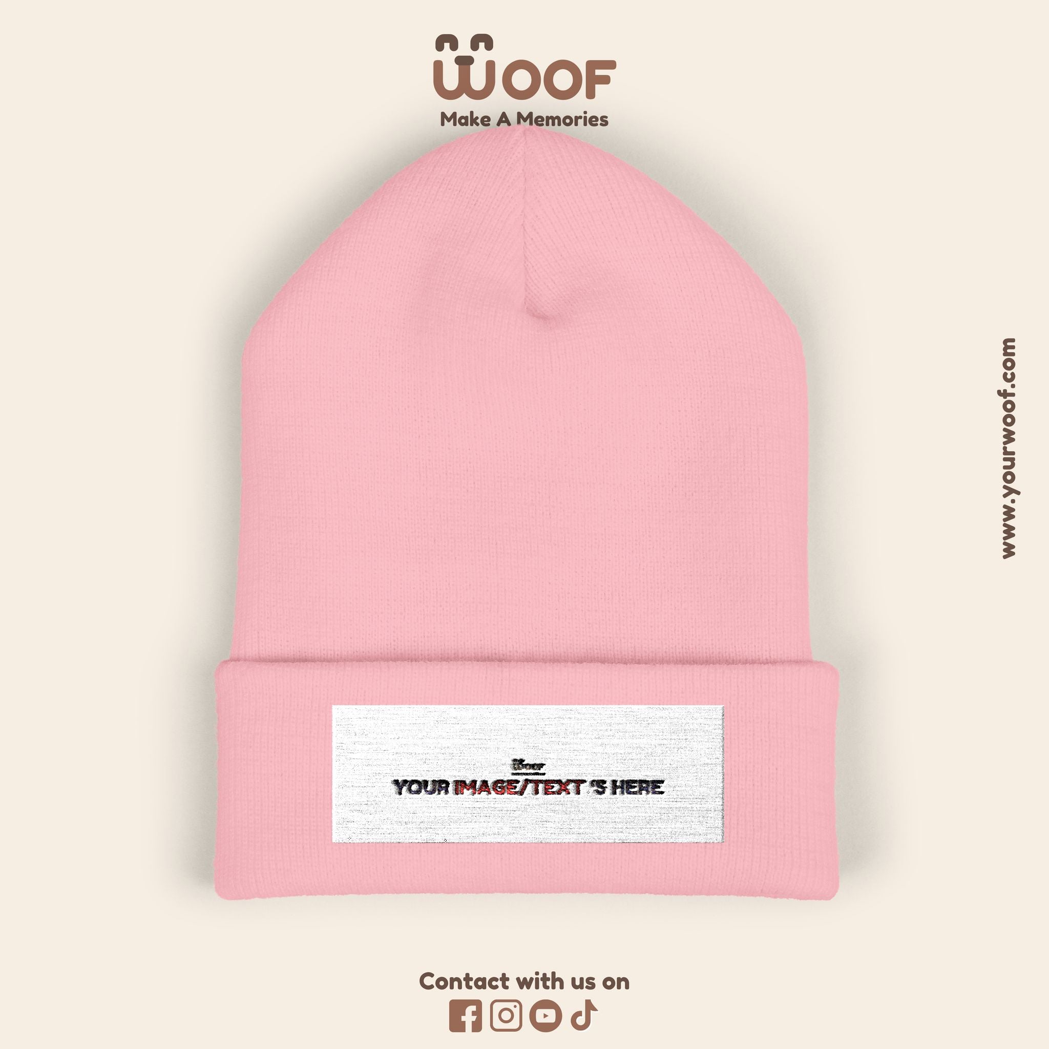 Classic Cuffed Beanie with 'Woof' Embroidery - Perfect for Dog Lovers, Winter Wear, Gift for Pet Owners, Cozy Accessory, Everyday Style