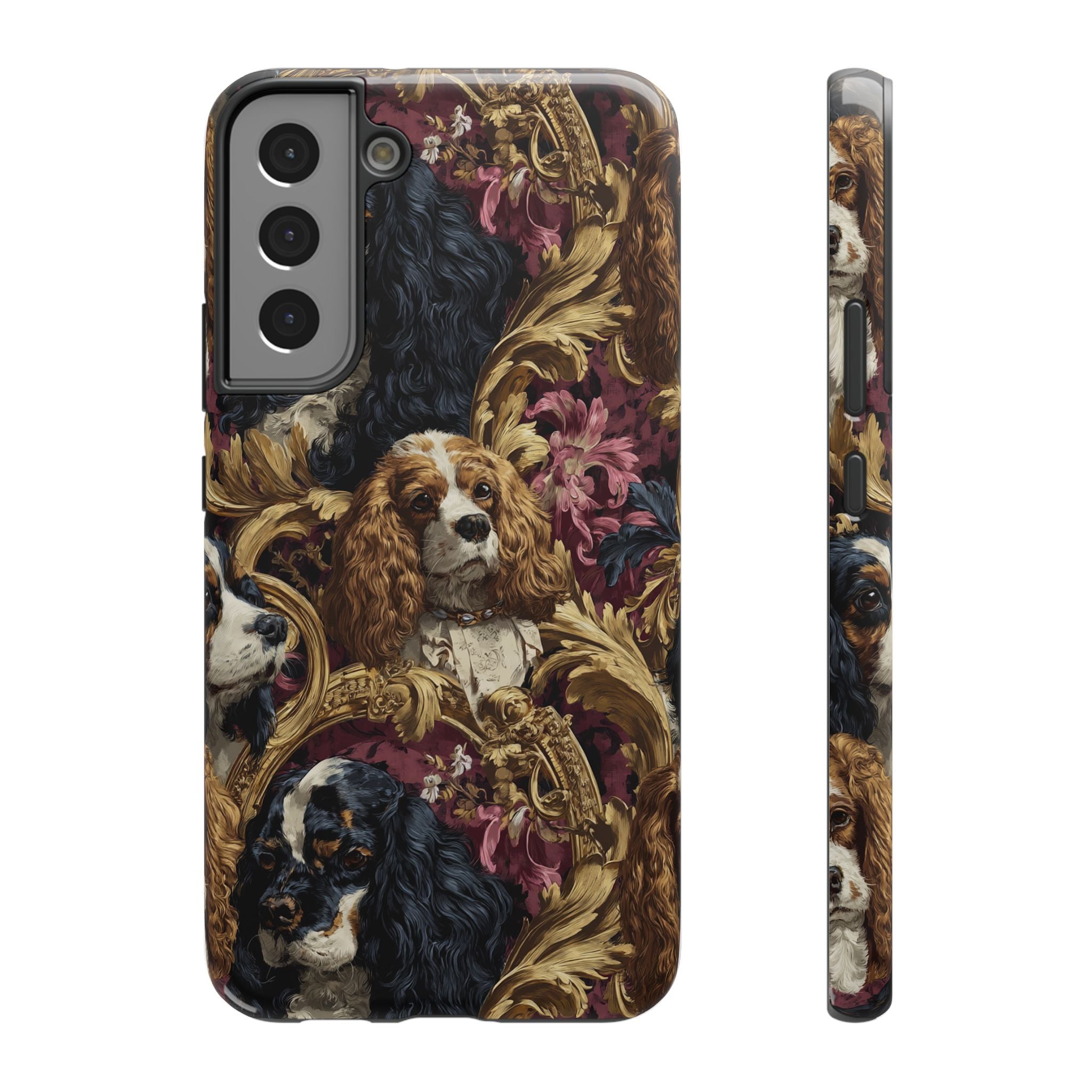 Elegant Pet Portrait Phone Case – Floral Design, Dog Lover Gift, Durable Phone Cover, Unique Art Case, Stylish Accessory