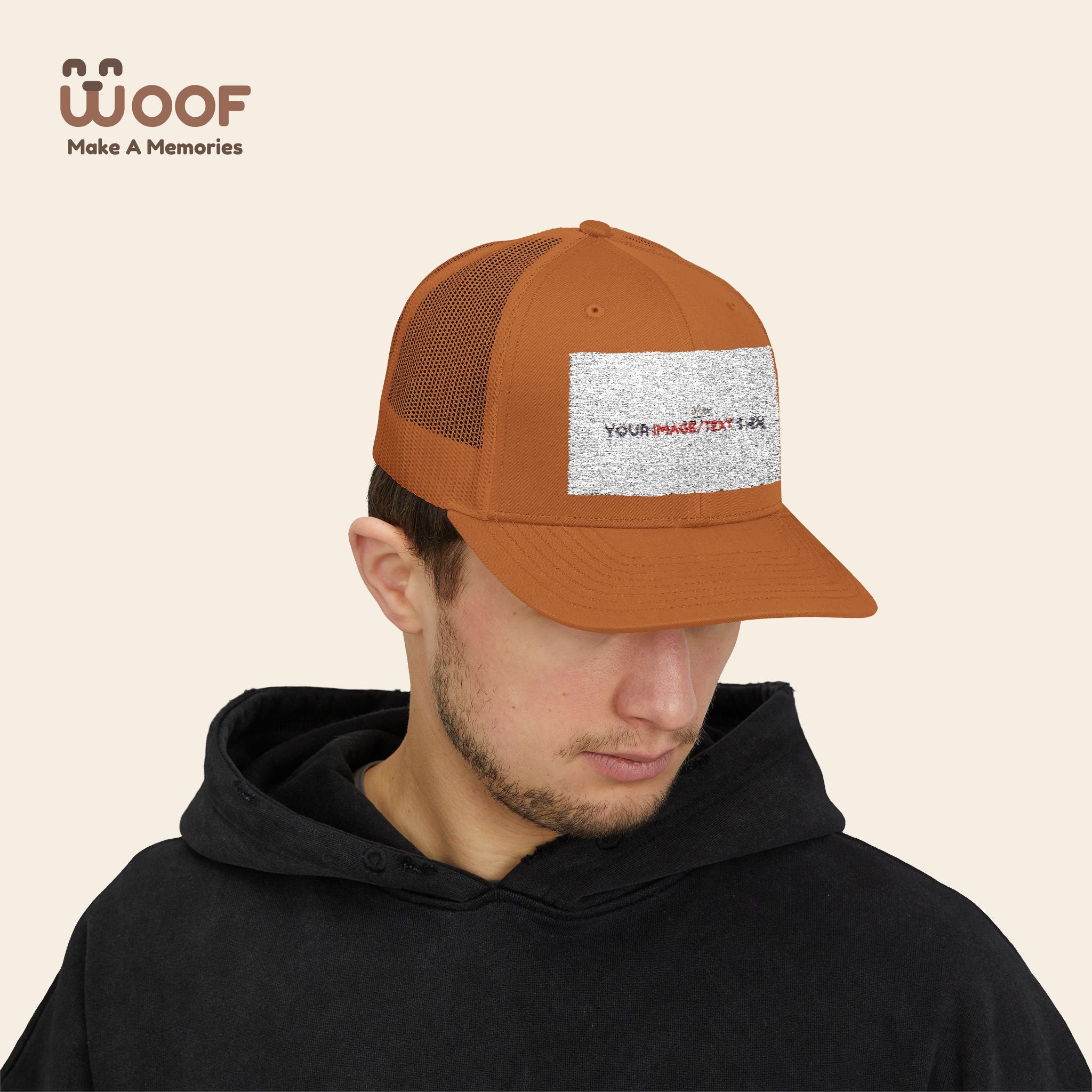Woof Snapback Trucker Cap - Pet Lovers Gift, Dog Mom Hat, Casual Outdoor Accessory, Fun Pet Apparel, Unique Dog Dad Gift