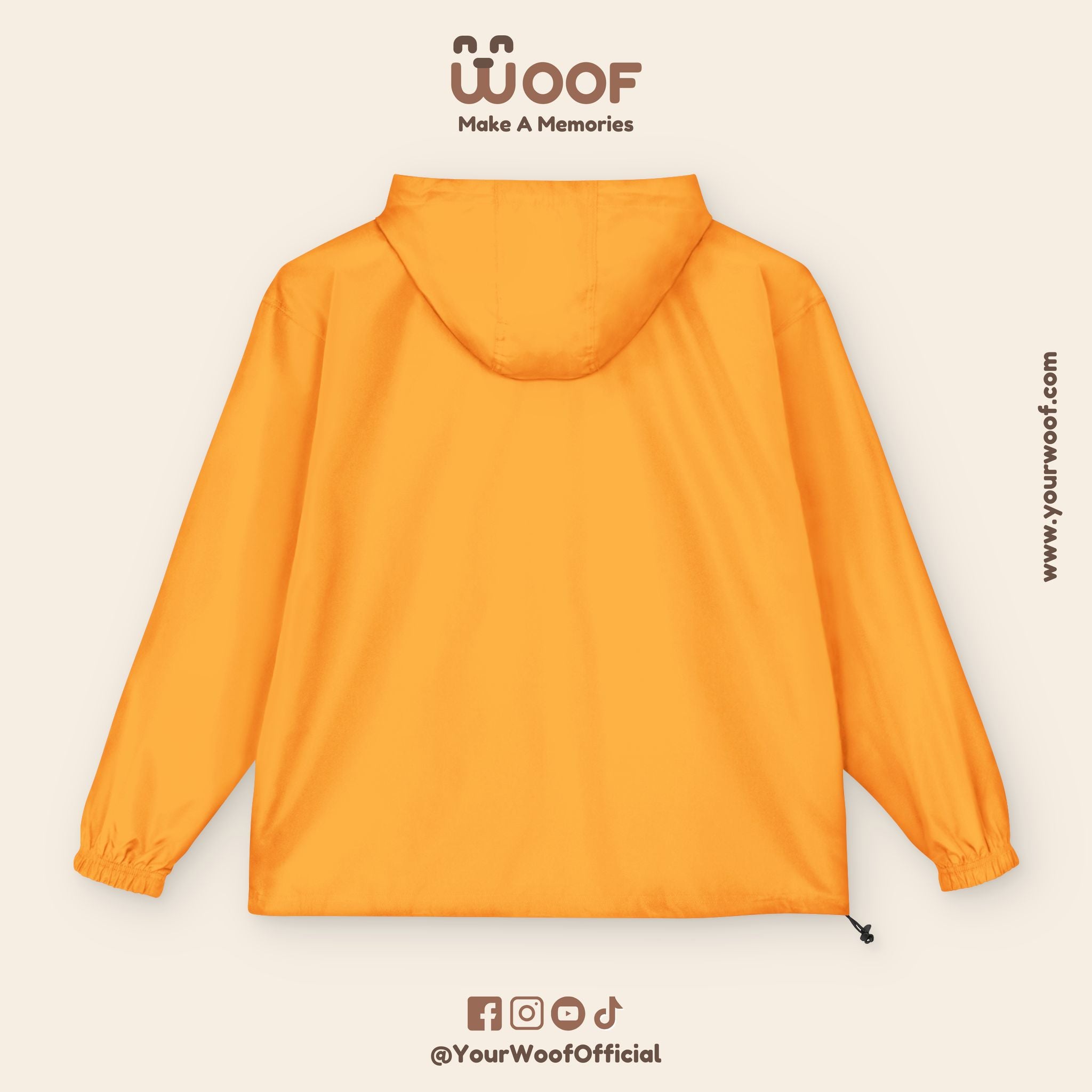 Bright Woof Packable Anorak Jacket, Dog Lover's Gift, Outdoor Adventure Wear, Summer Rain Jacket, Pet Owner Apparel