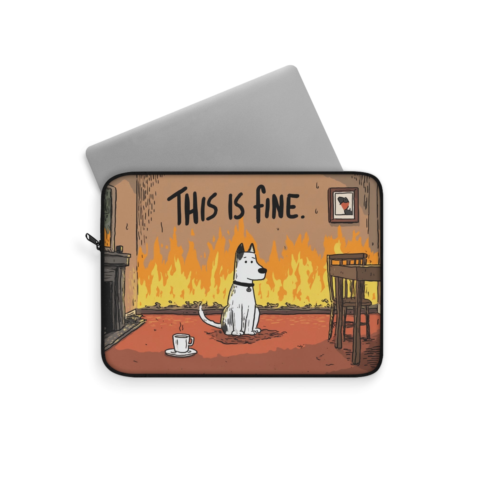 Humorous Laptop Sleeve, Funny Gift for Students, This Is Fine, Office Humor, Tech Accessories for Her