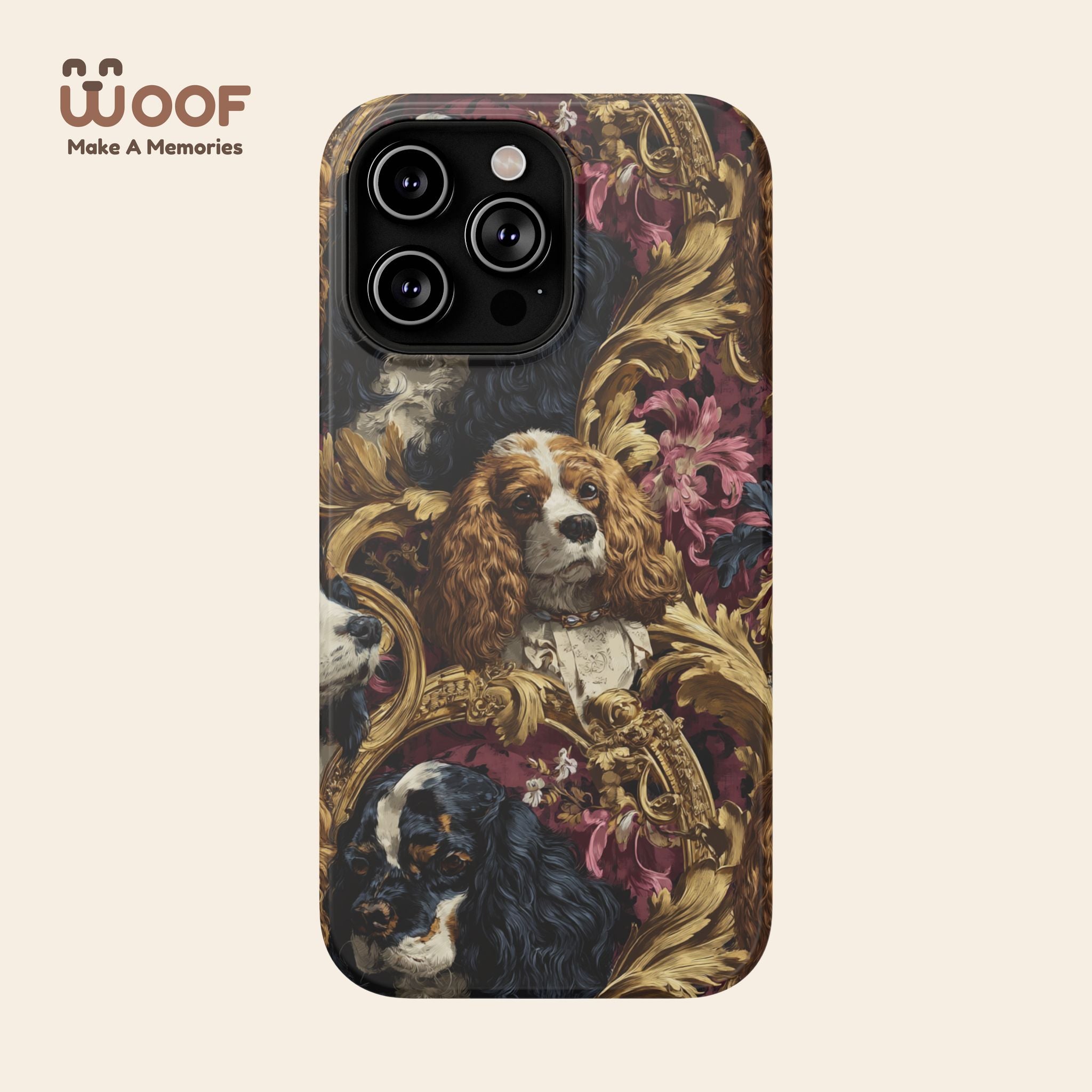 Elegant Pet Portrait Phone Case – Floral Design, Dog Lover Gift, Durable Phone Cover, Unique Art Case, Stylish Accessory