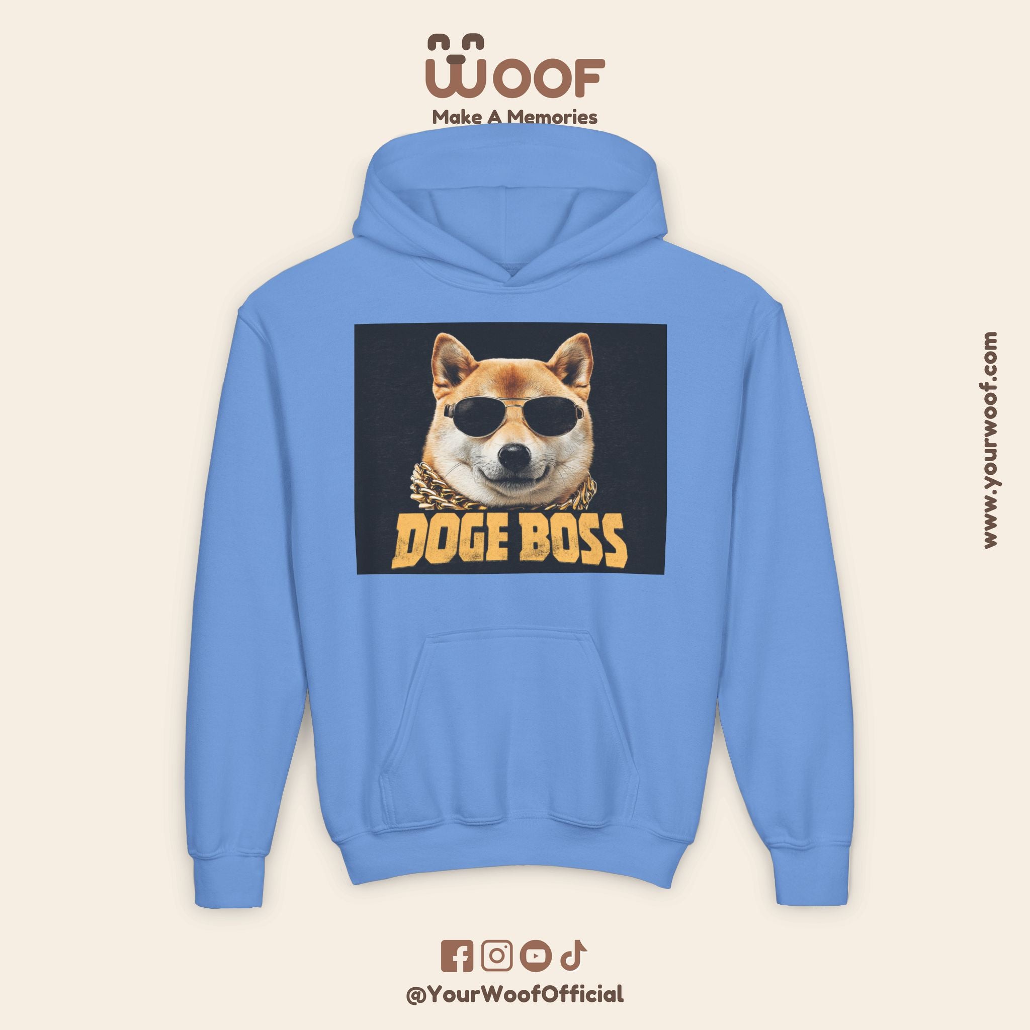 Youth Doge Boss Sweatshirt, Funny Dog Hoodie, Cool Gift for Dog Lovers, Youth Fashion, Casual Style for Kids