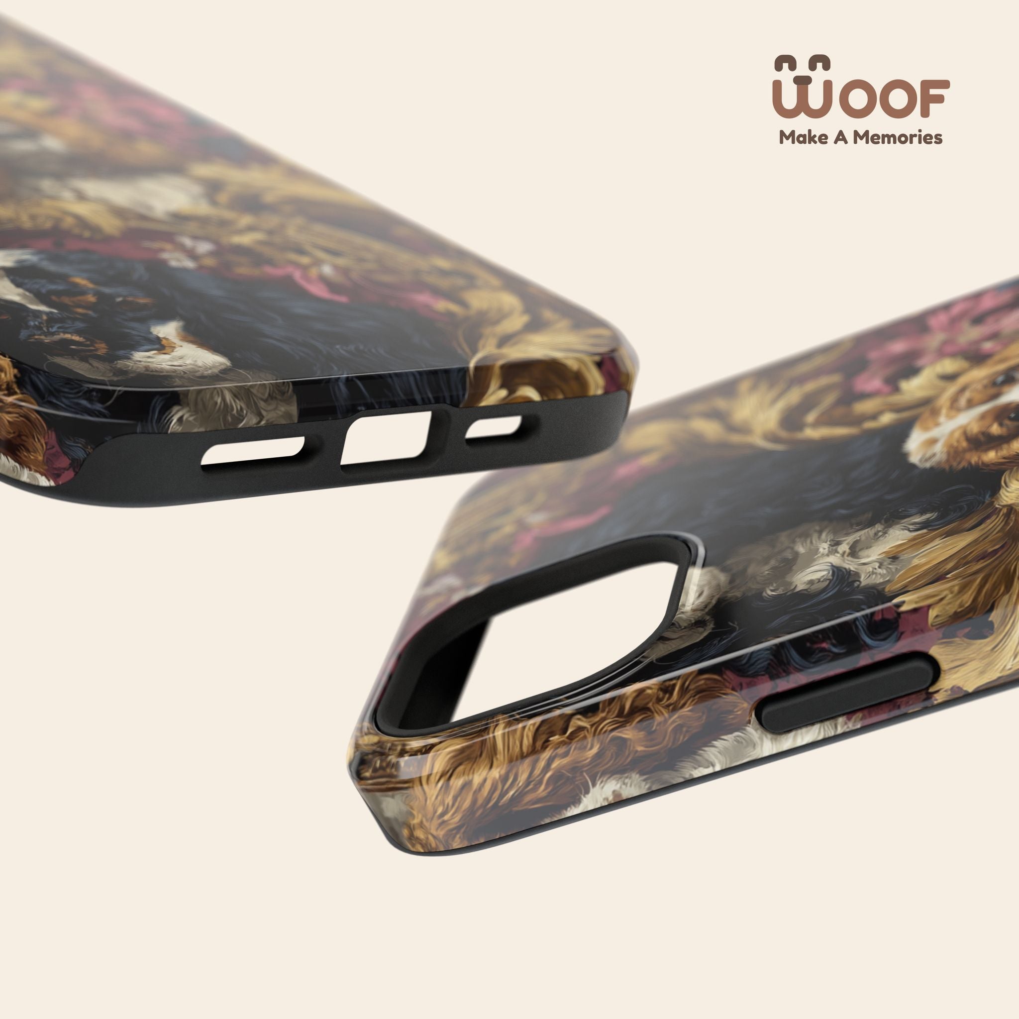 Elegant Pet Portrait Phone Case – Floral Design, Dog Lover Gift, Durable Phone Cover, Unique Art Case, Stylish Accessory
