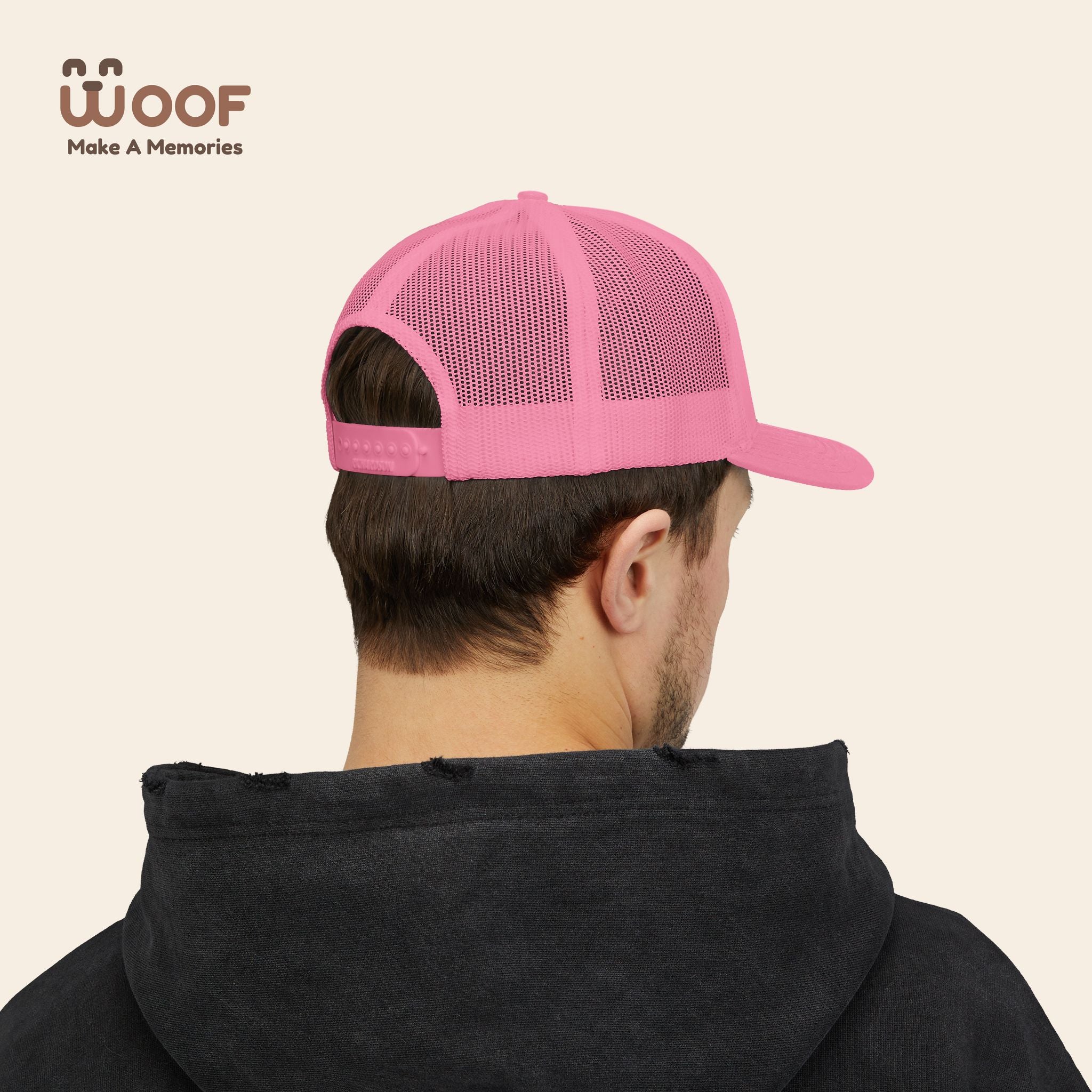 Woof Snapback Trucker Cap - Pet Lovers Gift, Dog Mom Hat, Casual Outdoor Accessory, Fun Pet Apparel, Unique Dog Dad Gift