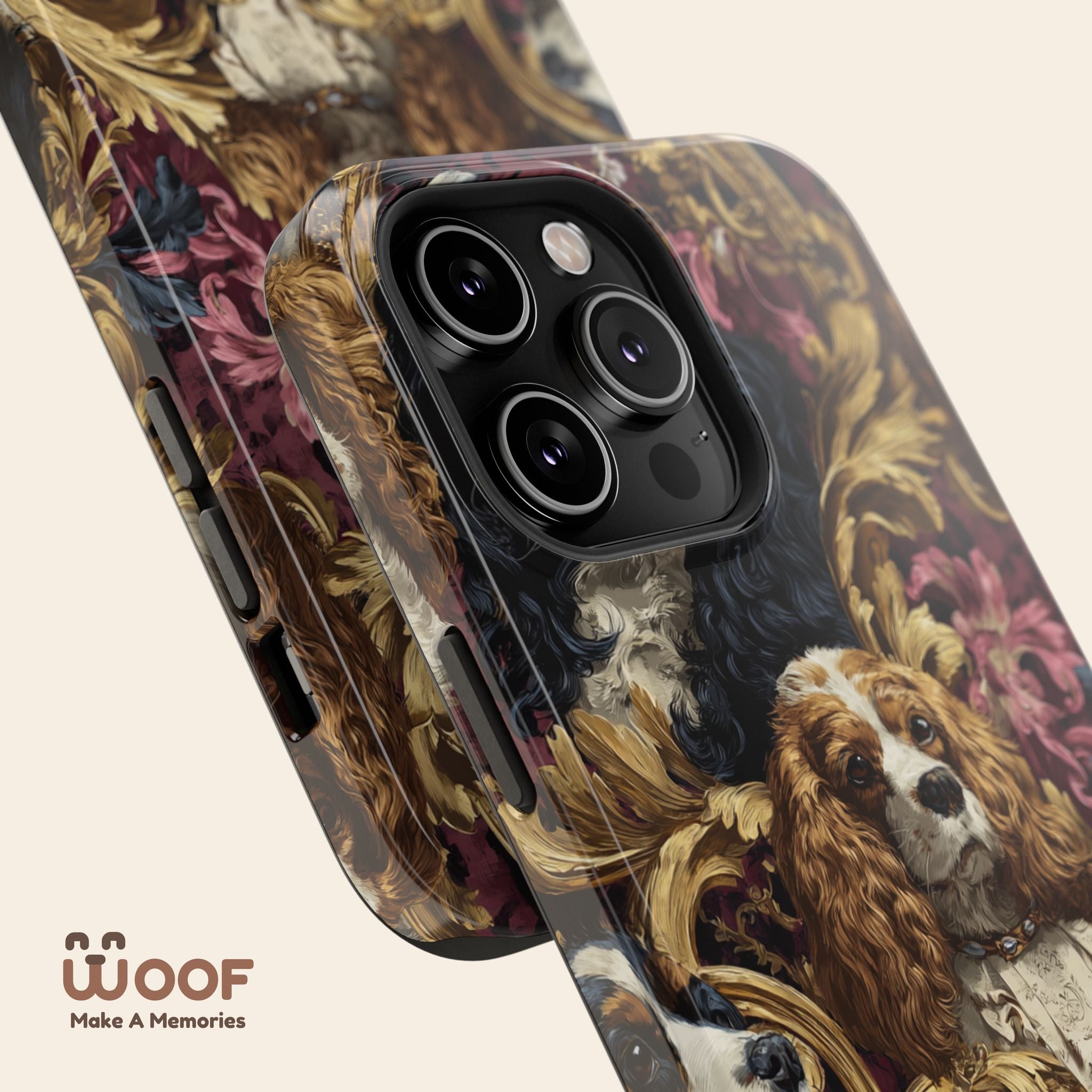 Elegant Pet Portrait Phone Case – Floral Design, Dog Lover Gift, Durable Phone Cover, Unique Art Case, Stylish Accessory