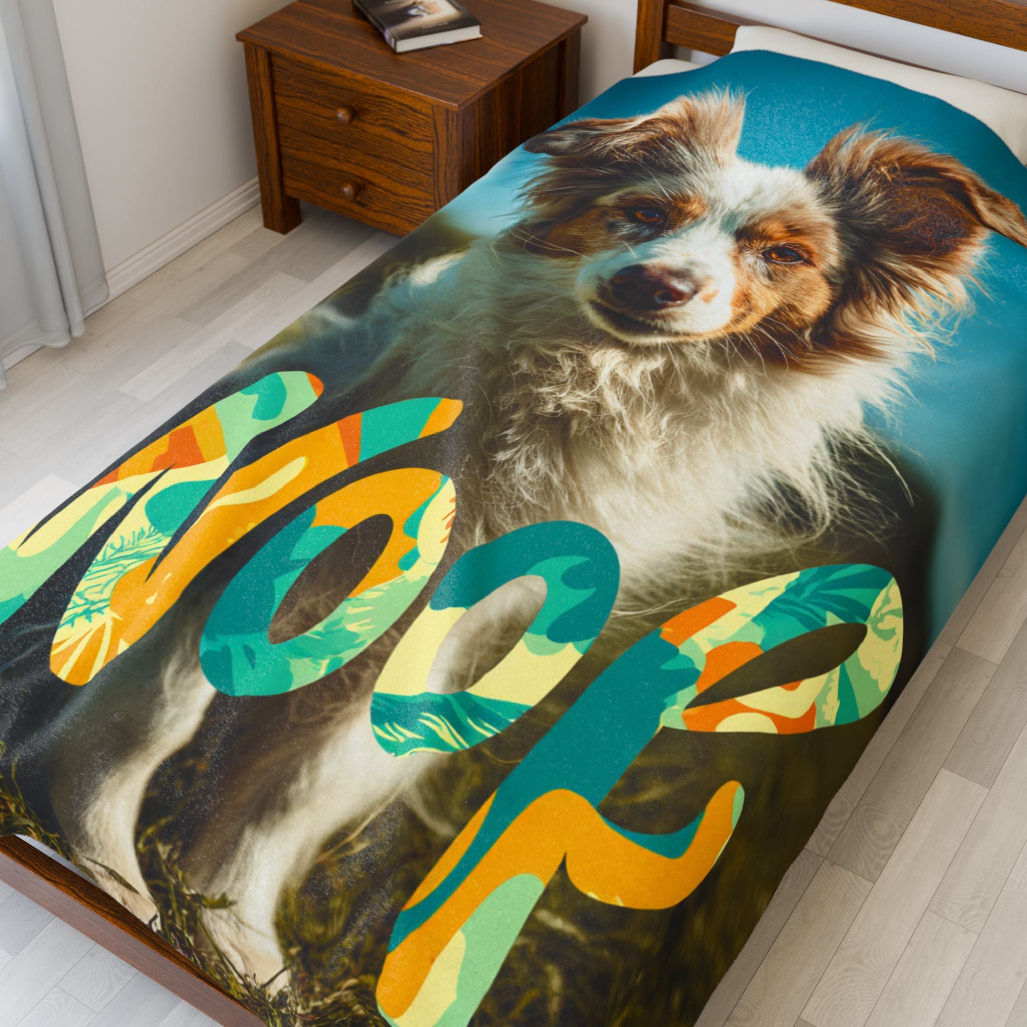 Cozy Dog Lover's Blanket with 'Woof' Design