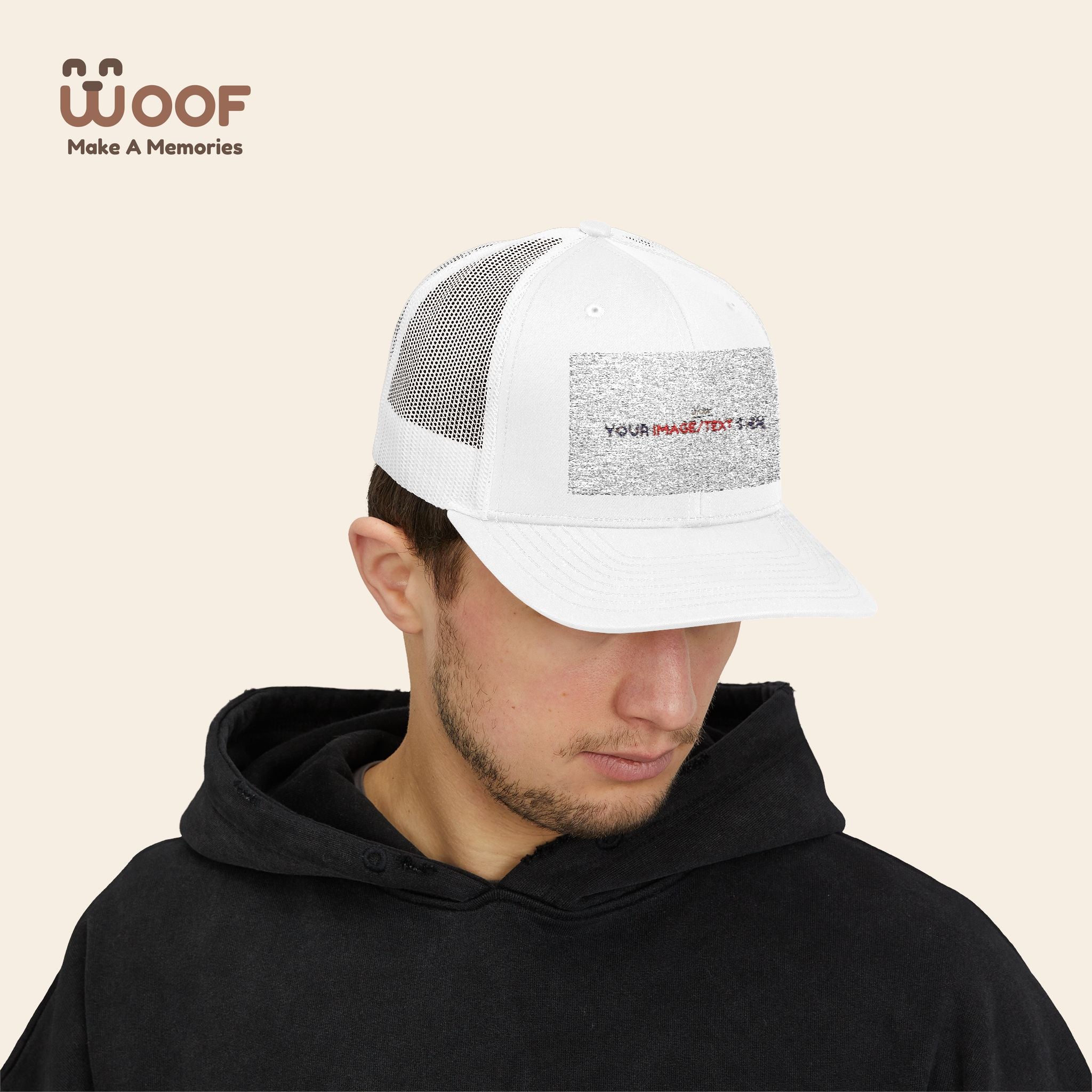 Woof Snapback Trucker Cap - Pet Lovers Gift, Dog Mom Hat, Casual Outdoor Accessory, Fun Pet Apparel, Unique Dog Dad Gift