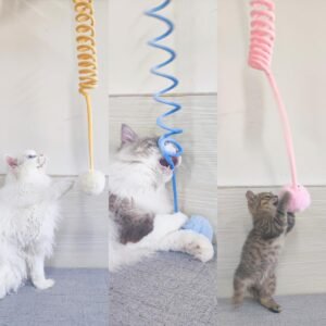 Interactive Plush Cat Toy With Self-Hi Sucker And Spring Rabbit Hair Ball