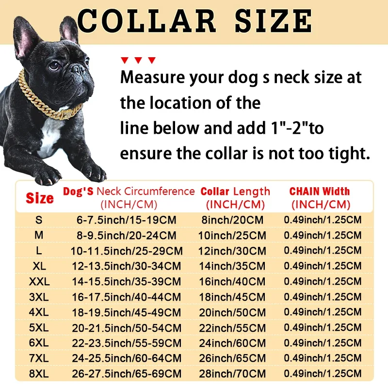Dog Chain Diamond Cuban Collar Walking Metal Chain Collar with Design Secure Buckle, Pet Cat Cuban Collar Jewelry Accessories - Image 2