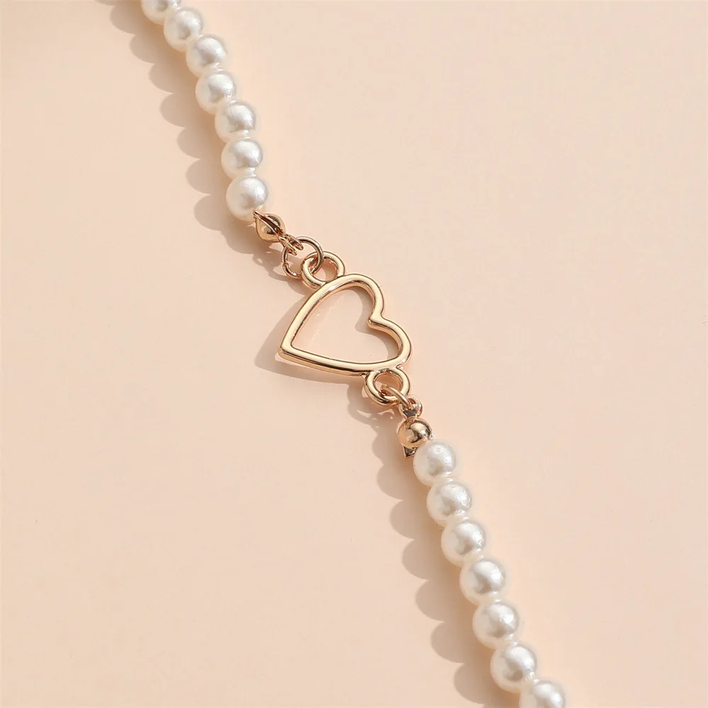 Vintage Imitation Pearl Choker Neckalce for Women Fashion Heart Necklace Gift for Friend Party Trendy Handmade Neck Jewelry - Image 3