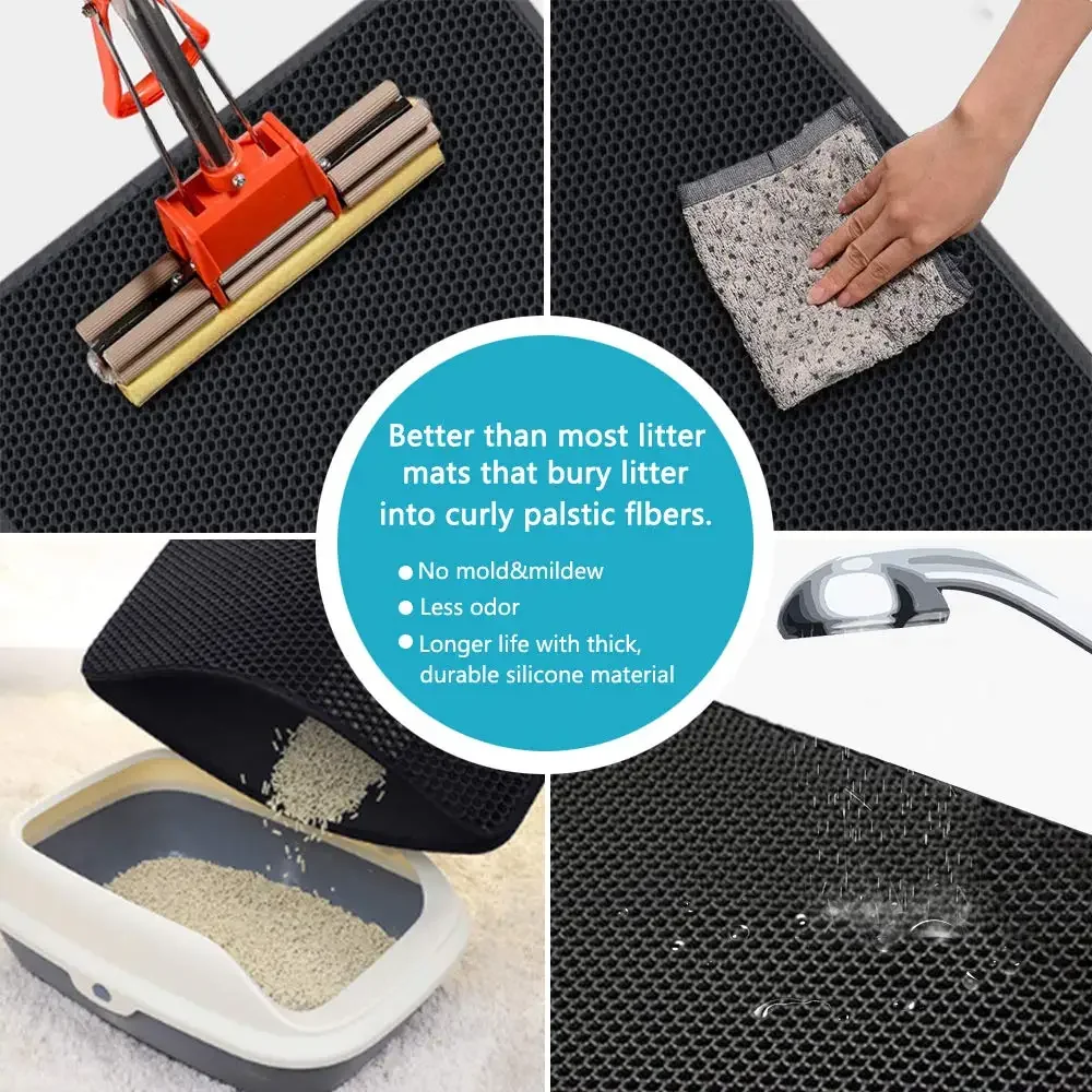 Cat Litter Mat With Gift Double Layer Waterproof Pet Litter Box Mat - photo 3