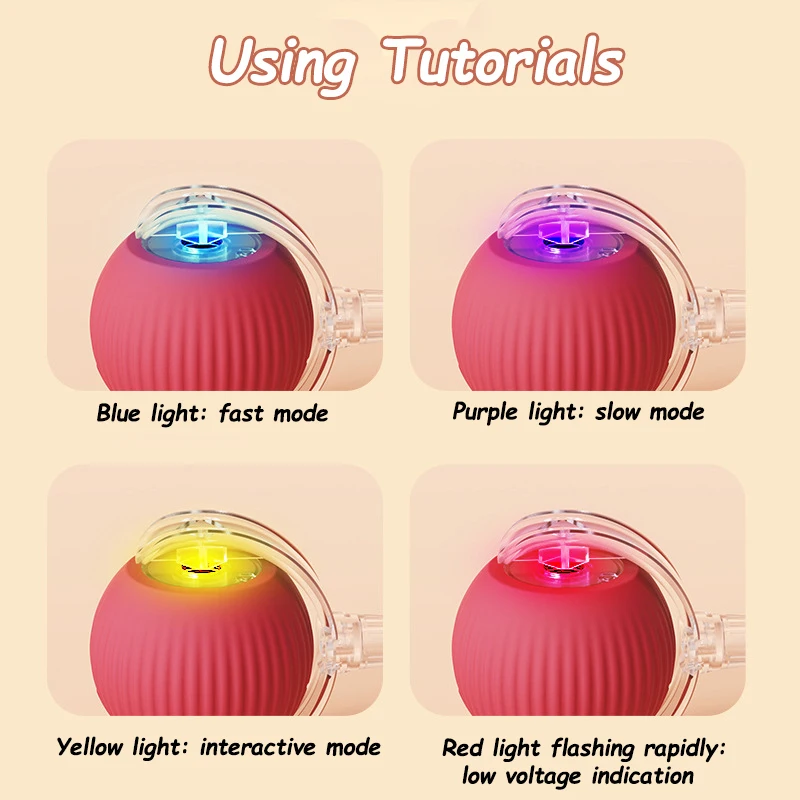New Cat Interactive Ball Toy Automatic Rolling Ball Faux Tail Rechargeable Smart Pet Electric Toy - photo 6