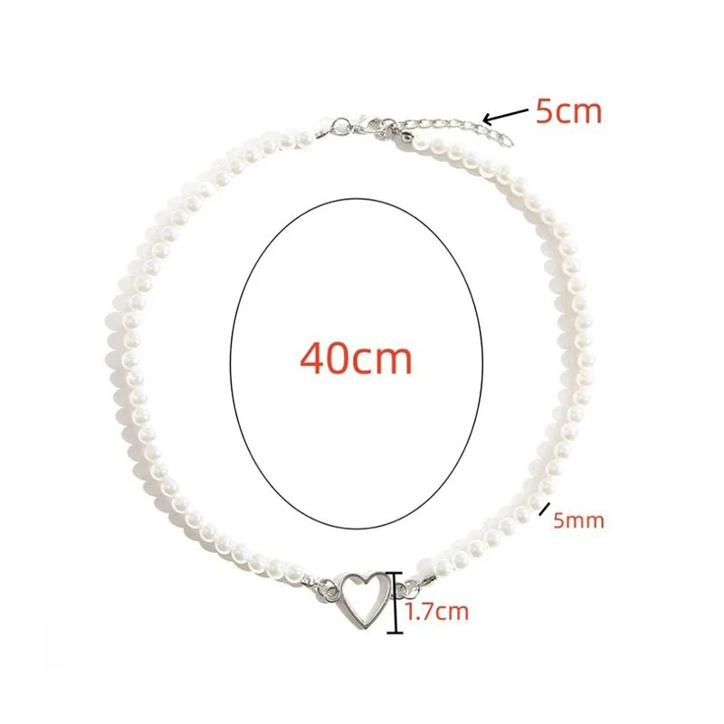 Vintage Imitation Pearl Choker Neckalce for Women Fashion Heart Necklace Gift for Friend Party Trendy Handmade Neck Jewelry - Image 6