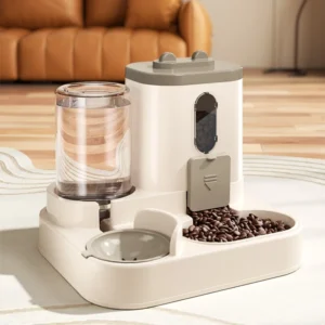 Cat Bowl Automatic Feeder With Spill Proof Design With Water Fountain Pet