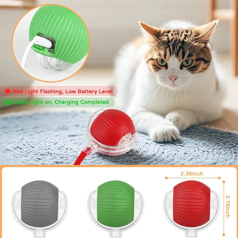 New Cat Interactive Ball Toy Automatic Rolling Ball Faux Tail Rechargeable Smart Pet Electric Toy - photo 2
