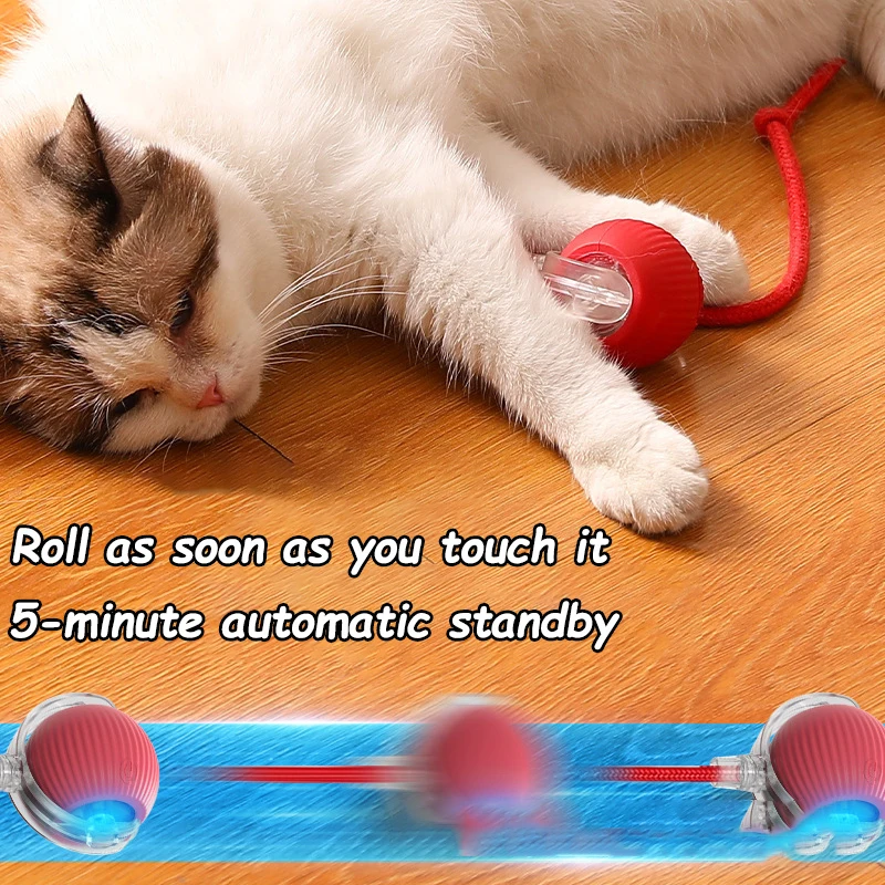 New Cat Interactive Ball Toy Automatic Rolling Ball Faux Tail Rechargeable Smart Pet Electric Toy - photo 4