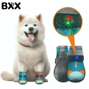BXX Color Flashing Light Up Puppy Mesh Booties Non Slip Durable Pet Footwear For Night Outdoor