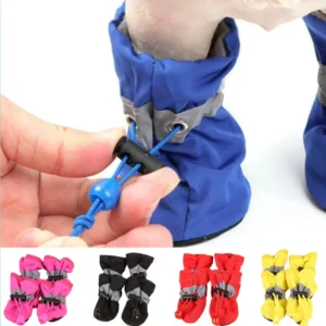4pcs/set Waterproof Pet Dog Shoes Anti-slip Rain Boots Footwear for Small Cats Dogs Puppy Dog Pet