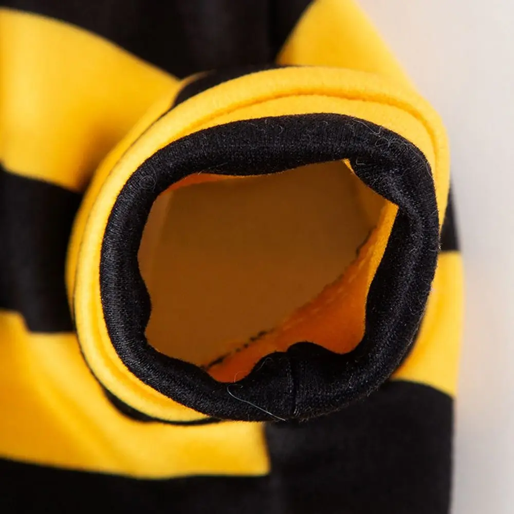 Soft Pet Bee Costume Hooded Breathable Winter Warm Bee Cosplay Costume Stripes Design Cat Holiday Cosplay Clothes Pet Supplies - Image 2